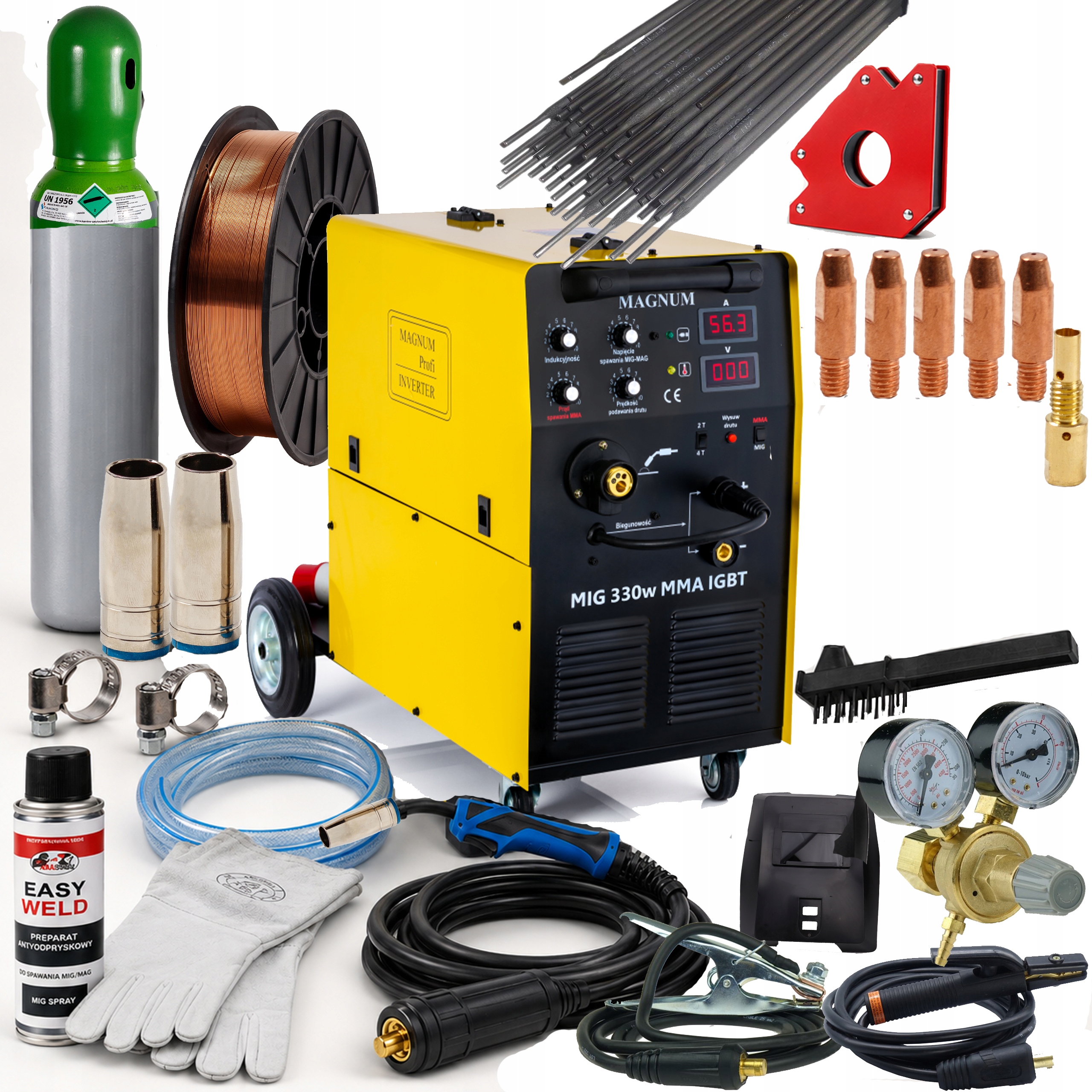 Spawarka Magnum Mig 330W Mma Igbt Mig/mag Fcaw 330A 400V 4x4 2T/4T ZESTAW3