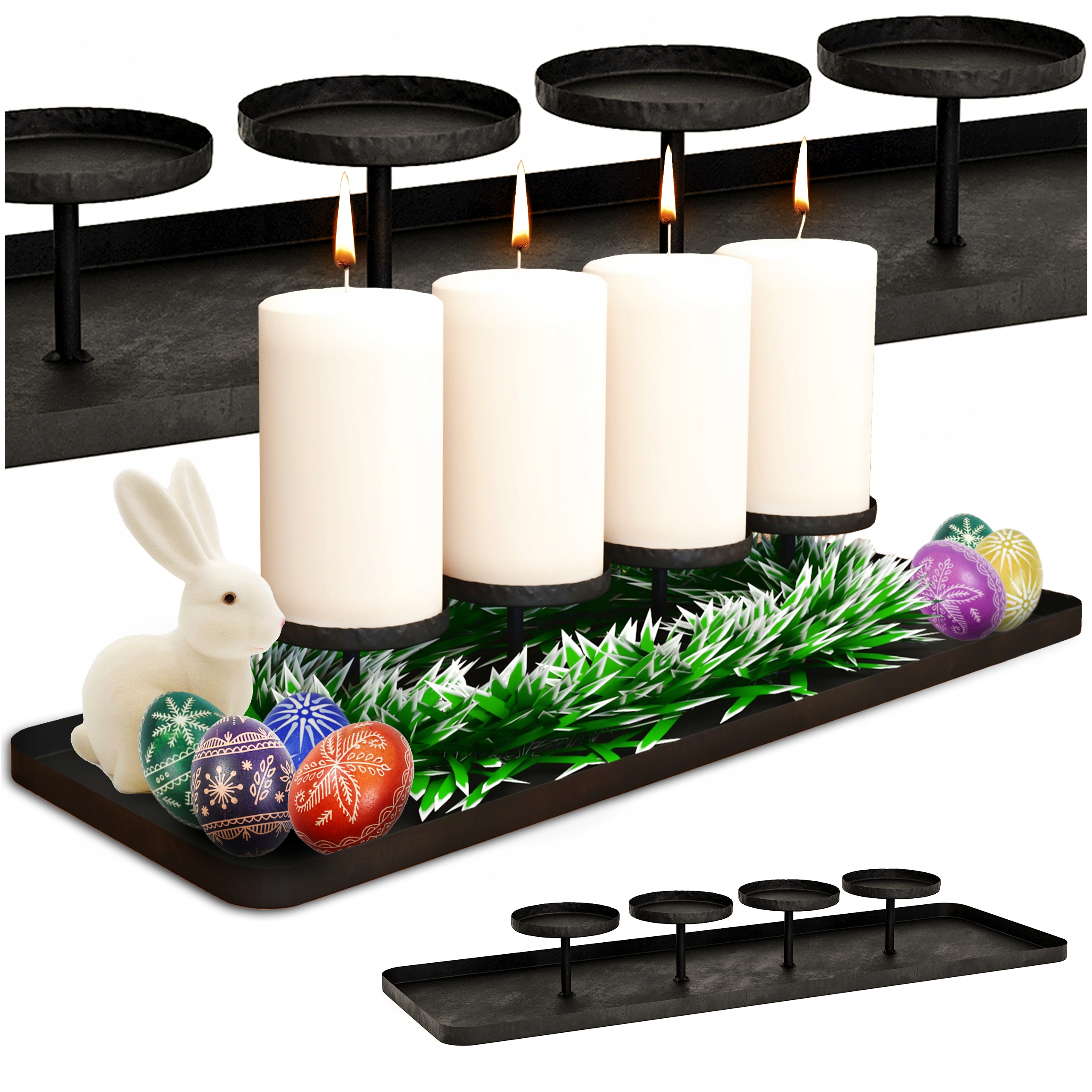 Vánoční Svícen Na Stůl Kovový Černý Loft Velikonoce Dekorace