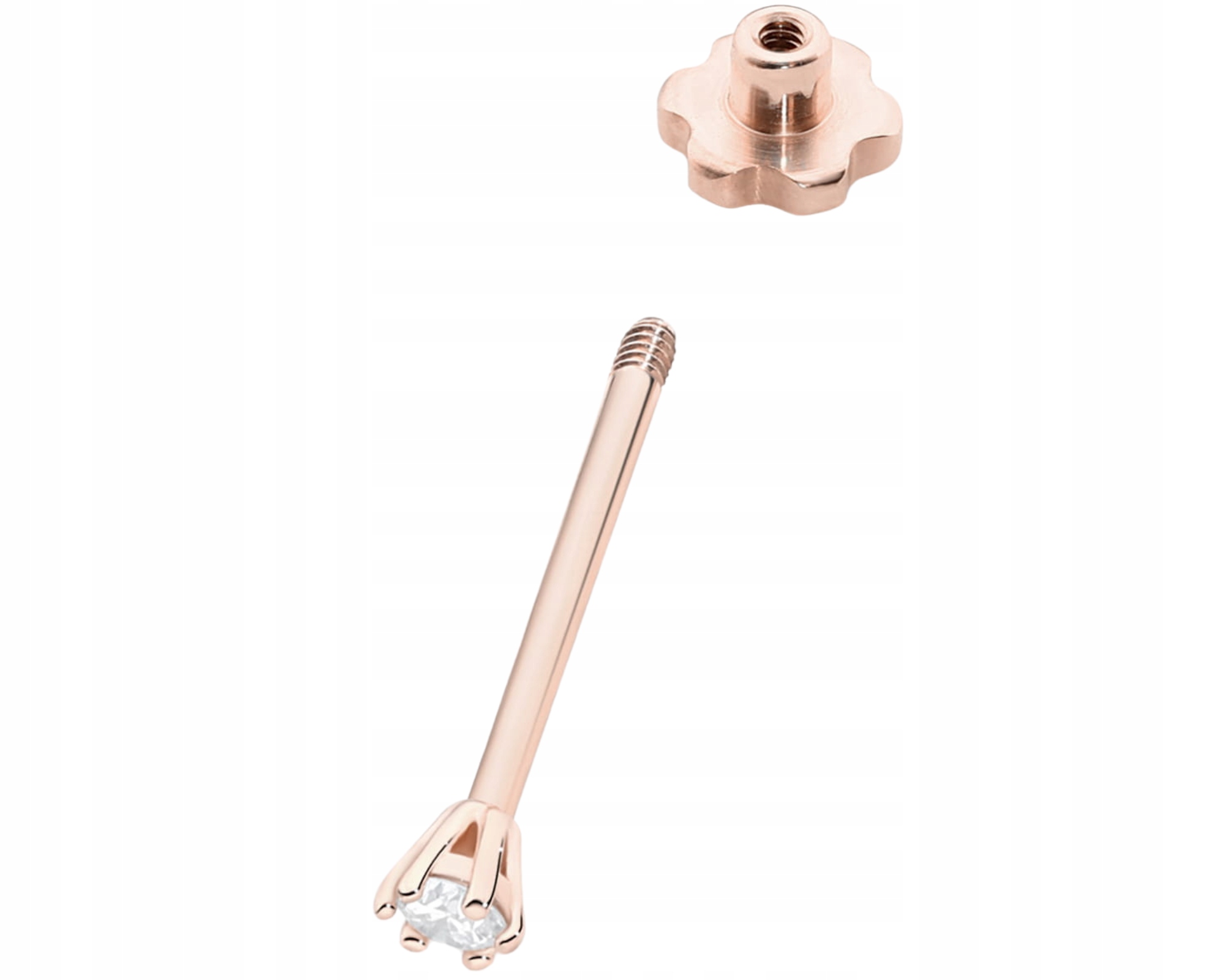 Růžové Zlato Náušnice S Diamantem Šroubovací Tyčinka 1 Kus Dárek Gravírování