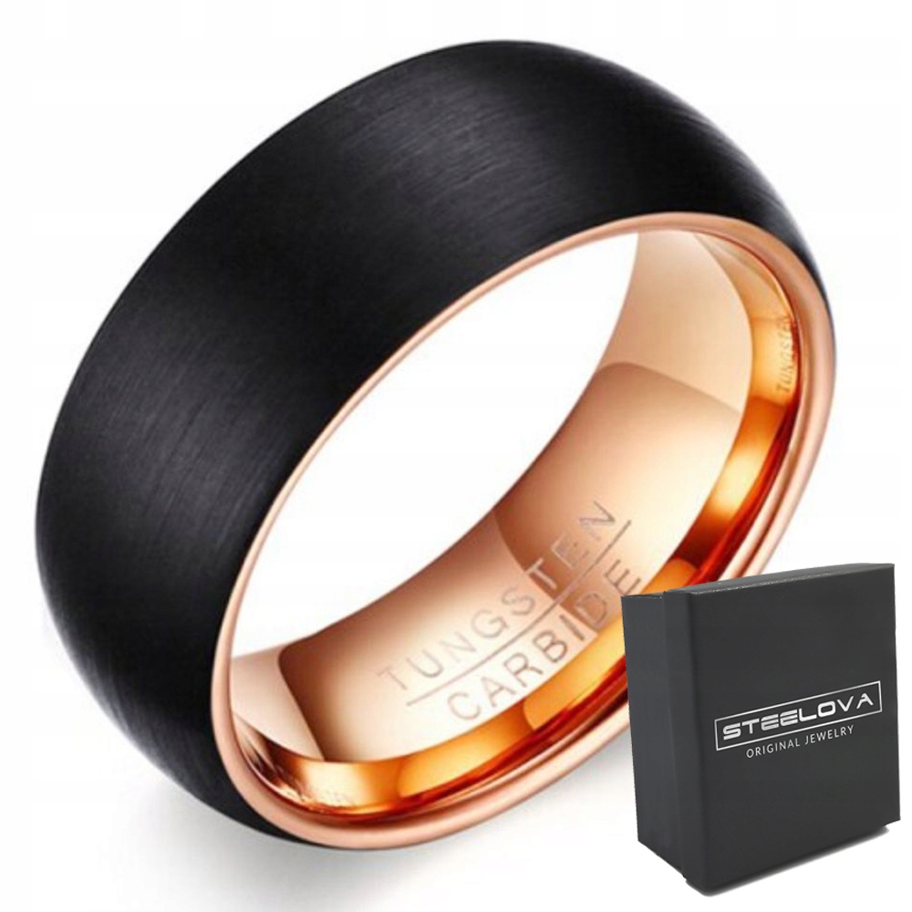 CZARNA RÓŻOWE ZŁOTO OBRĄCZKA WOLFRAM MATOWA r.20