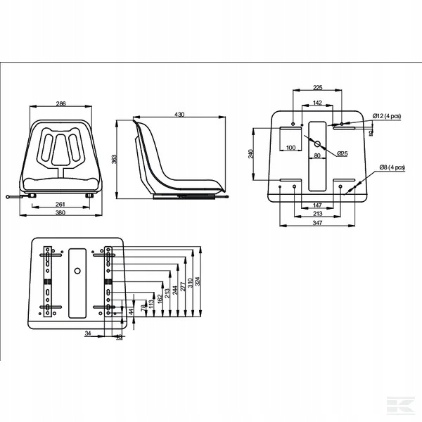 Siedzenie operatora traktorka TS12000GP Baras Part number TS12000GP