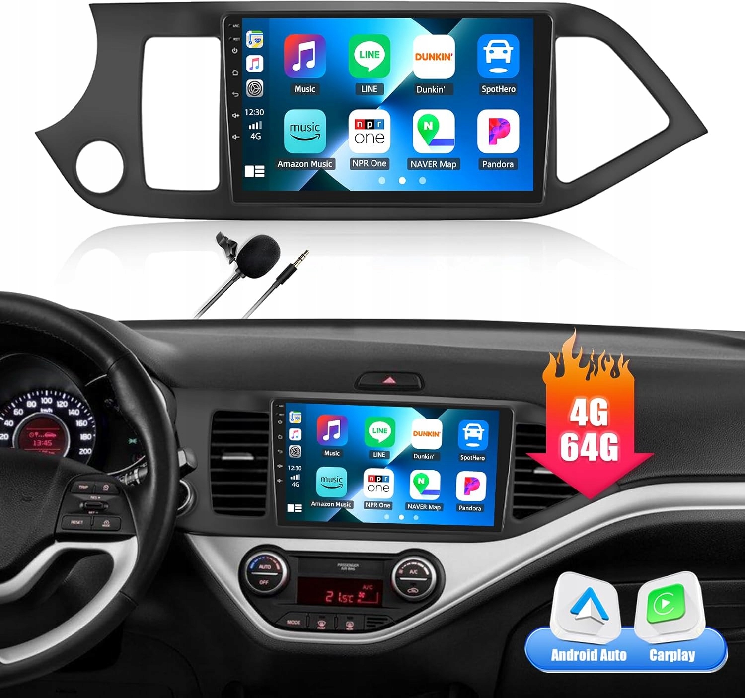 Caemcho Android 13 Carplay pre Kia Picanto Ta 2011-2016 9" GP48