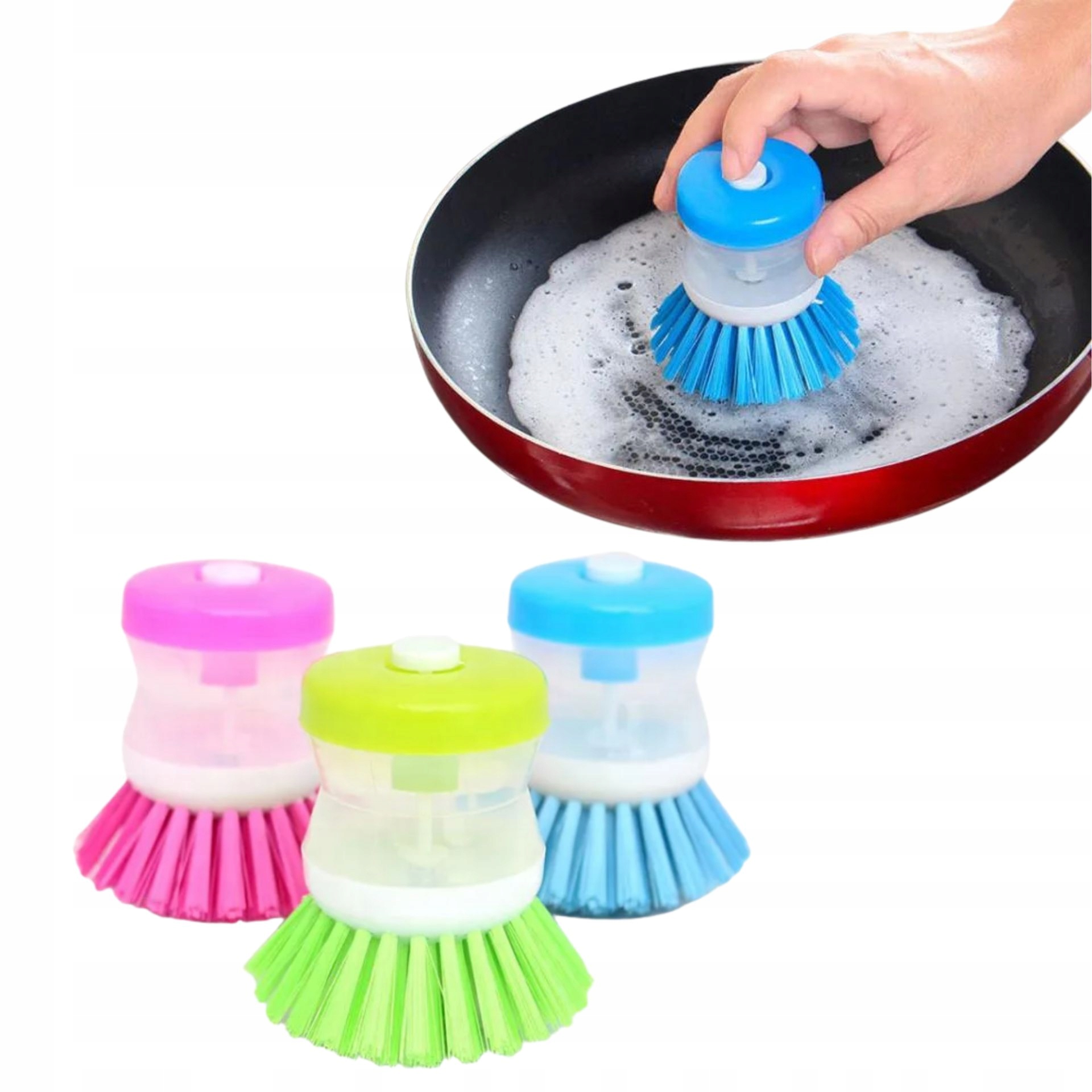 

Szczotka Mycia Naczyń Dozownikiem Płynu Myjka 3szt