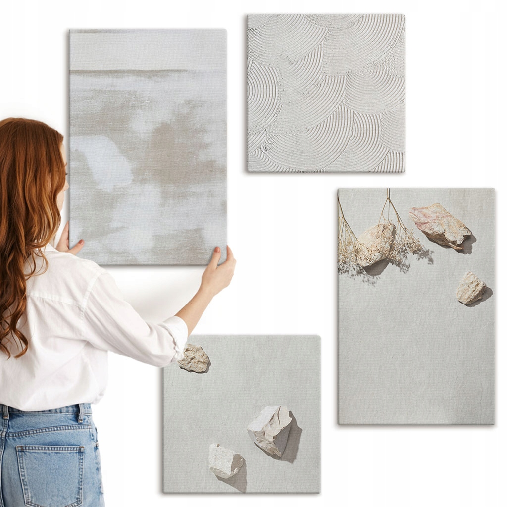 Sada nástěnných dekorací Galerie Písek kameny boho textura 4 kusy
