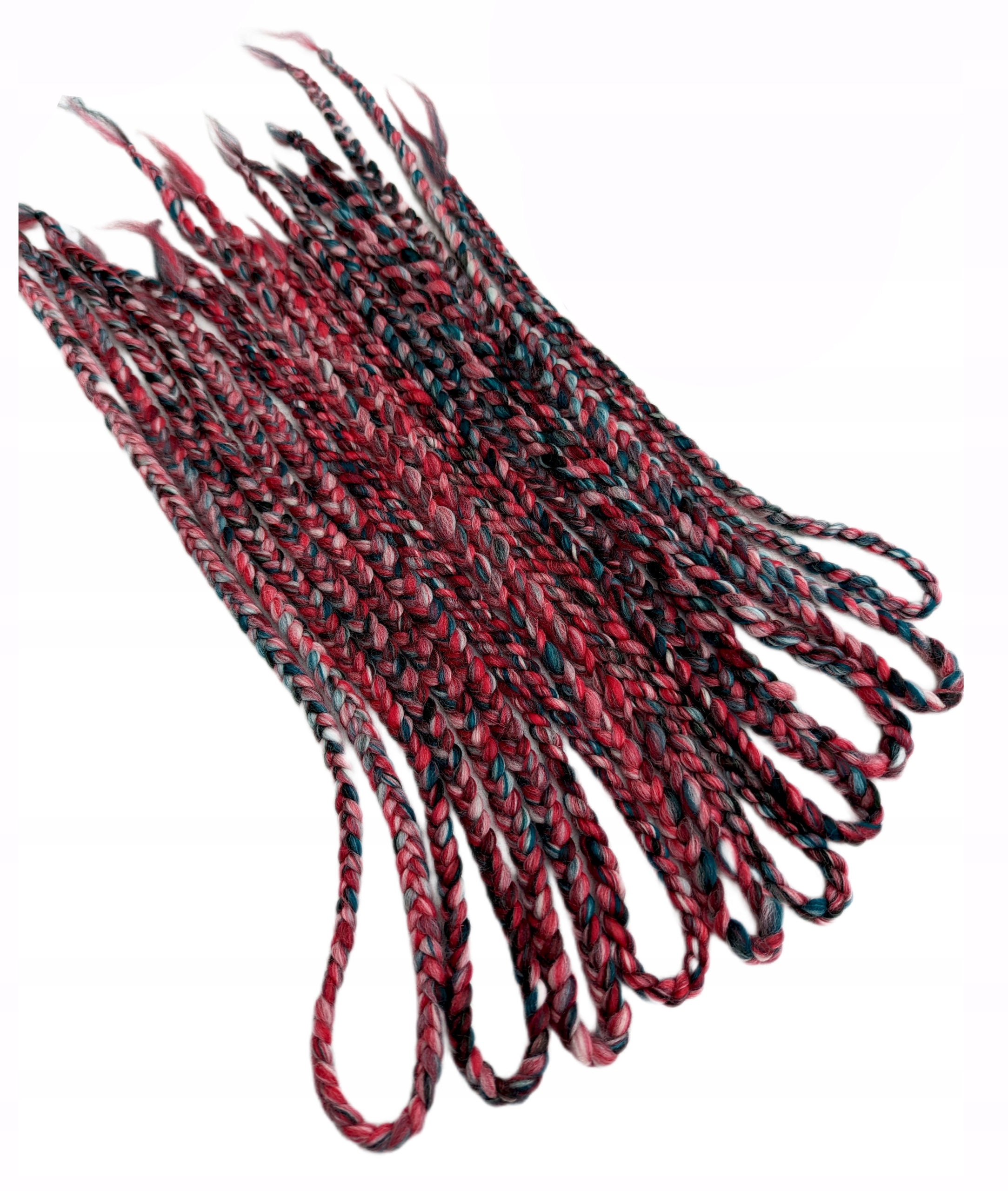 Vlněné copánky, červené bílé zelené, Jeřábové Dřevo, 40 kusů