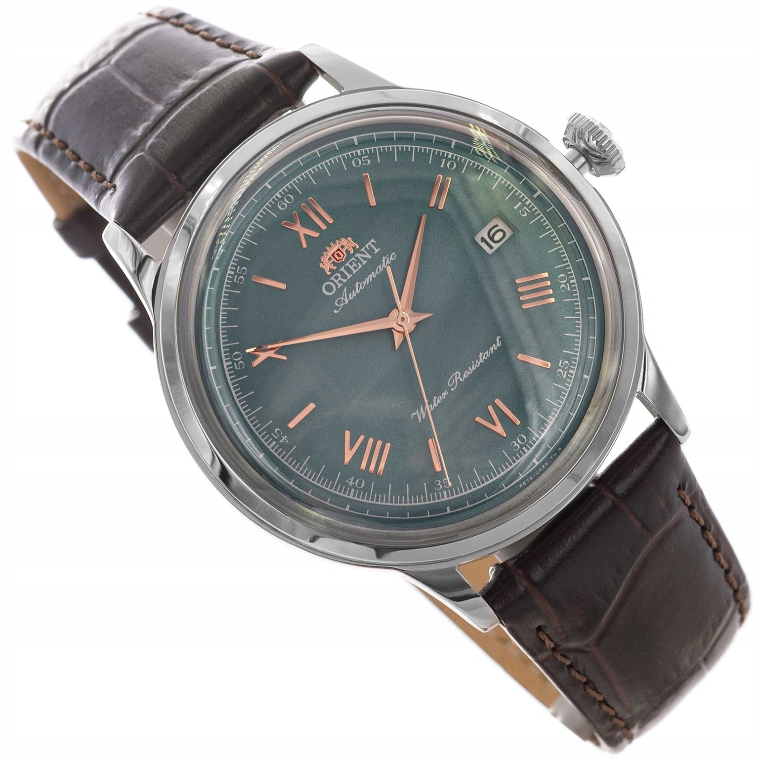Męski Zegarek Orient RA-AC0023E30B Bambino Automatic Brązowy Na Pasku Data
