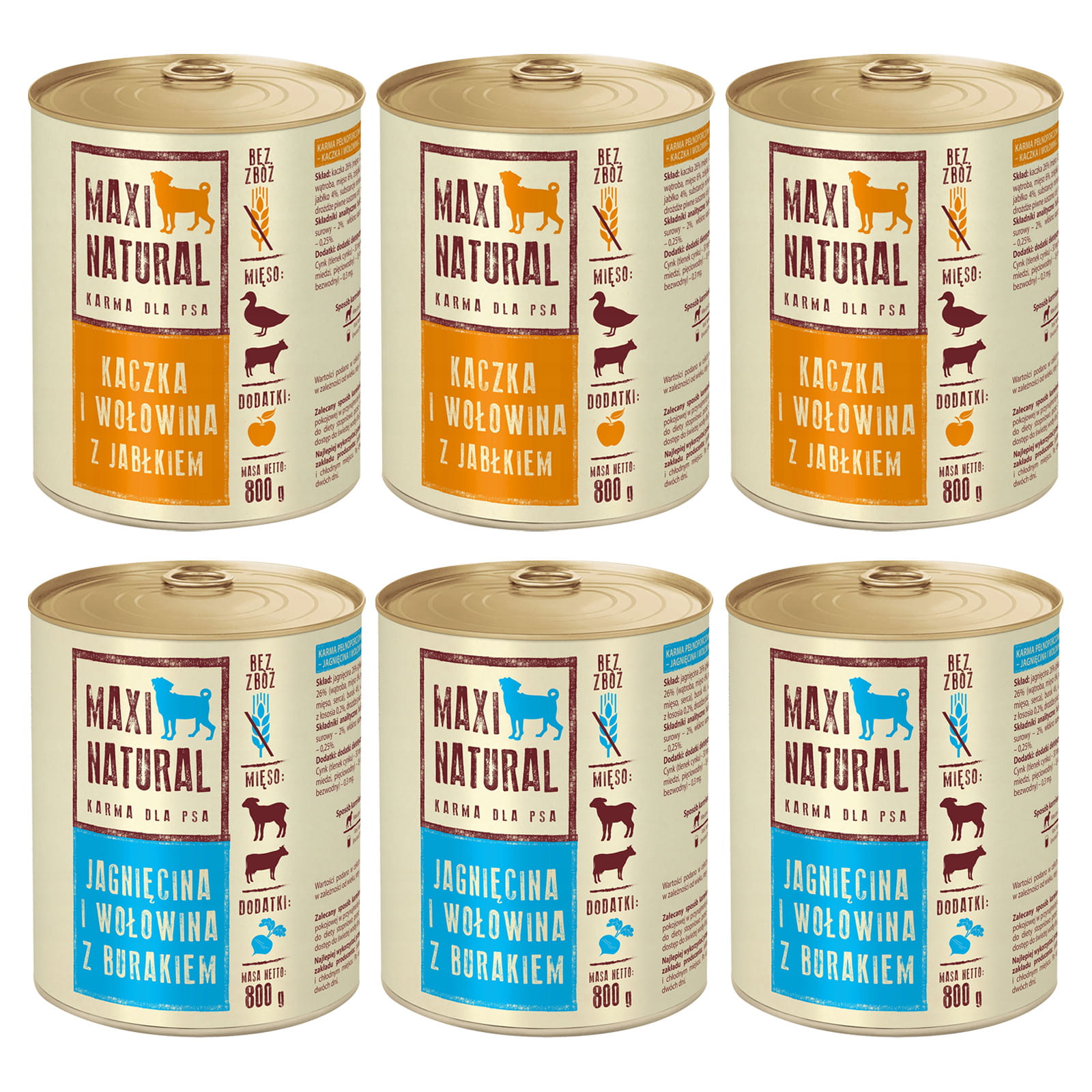 Levně Krmivo pro psy Maxi Natural MIX Chutí 6 x 800 g