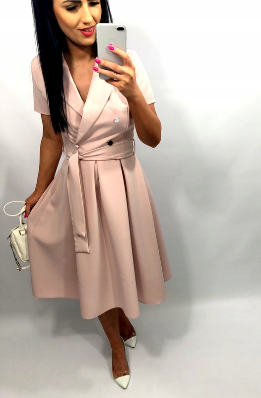 Sukienki Damskie n Komunię Chrzciny Wesele Elegancka Rozkloszowana Ecru XXL Marka Livien