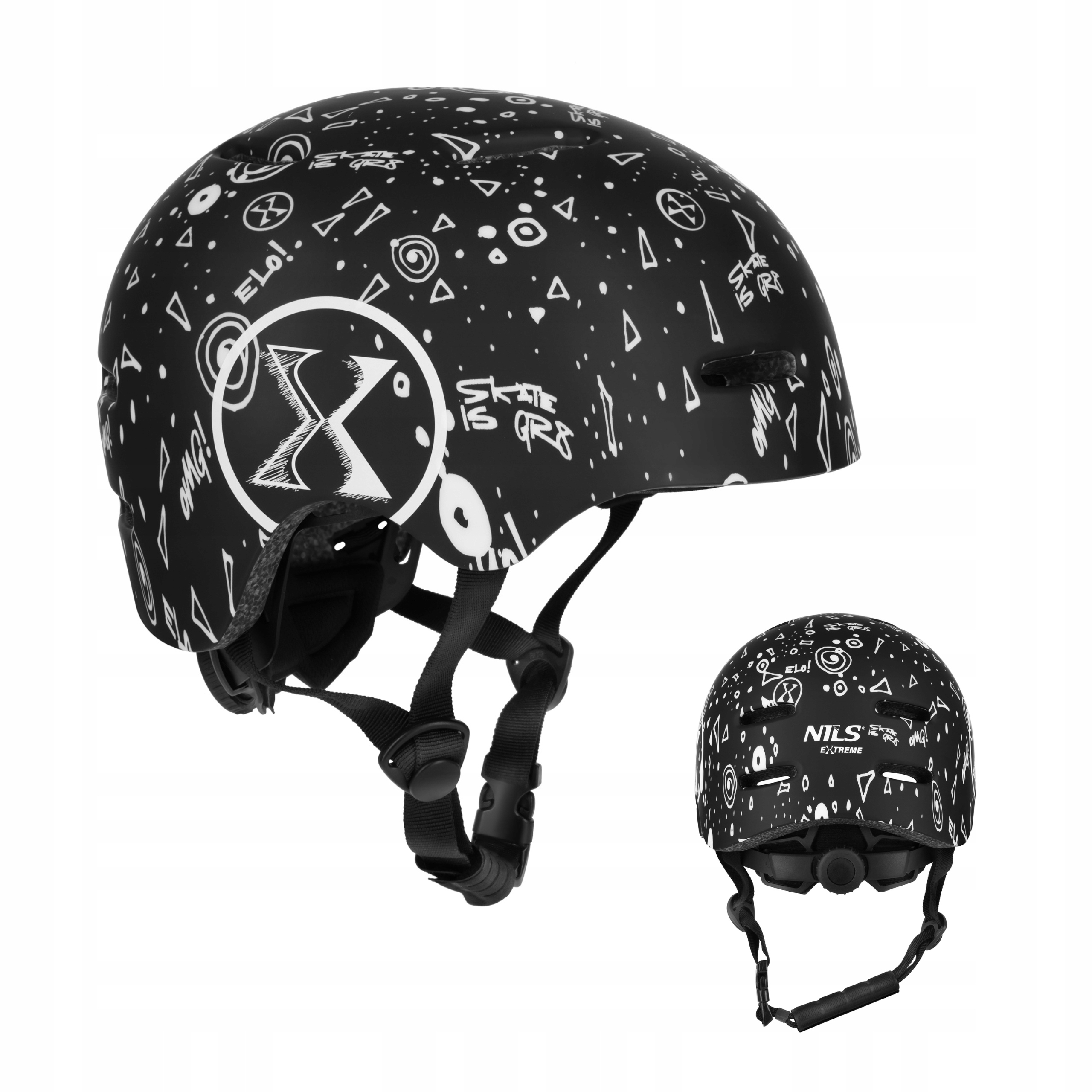 Skateboardová helma Nils Extreme Černá Xs 48-52 cm Kolo Kolečkové brusle