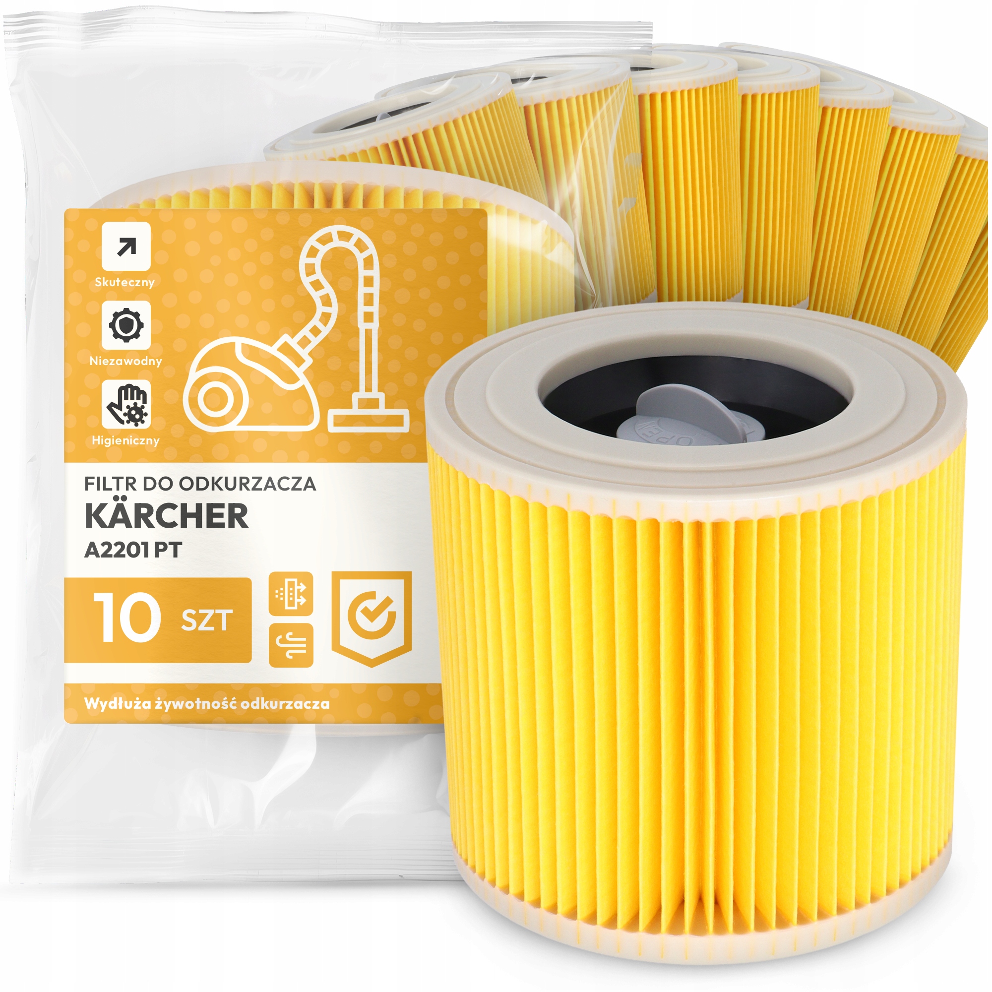 10 x Filtr Pro Vysavač Kärcher A2201 Pt Vzduch Výkonný Náhradník Em-w
