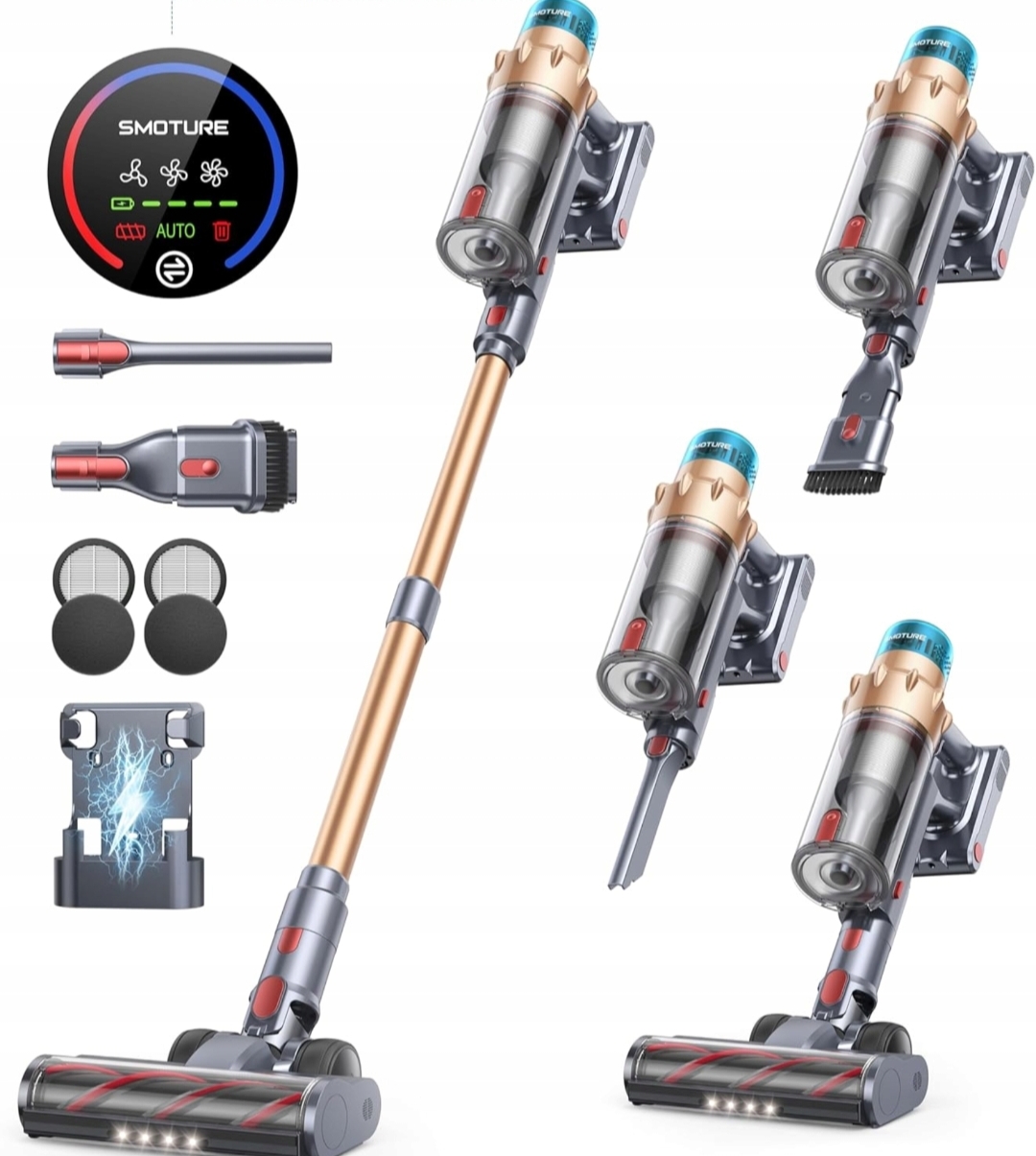 Smoture VAC01 Výkonný Vysávač 45KPA 550W Led 60 Min, Automatický Režim, Nástenný