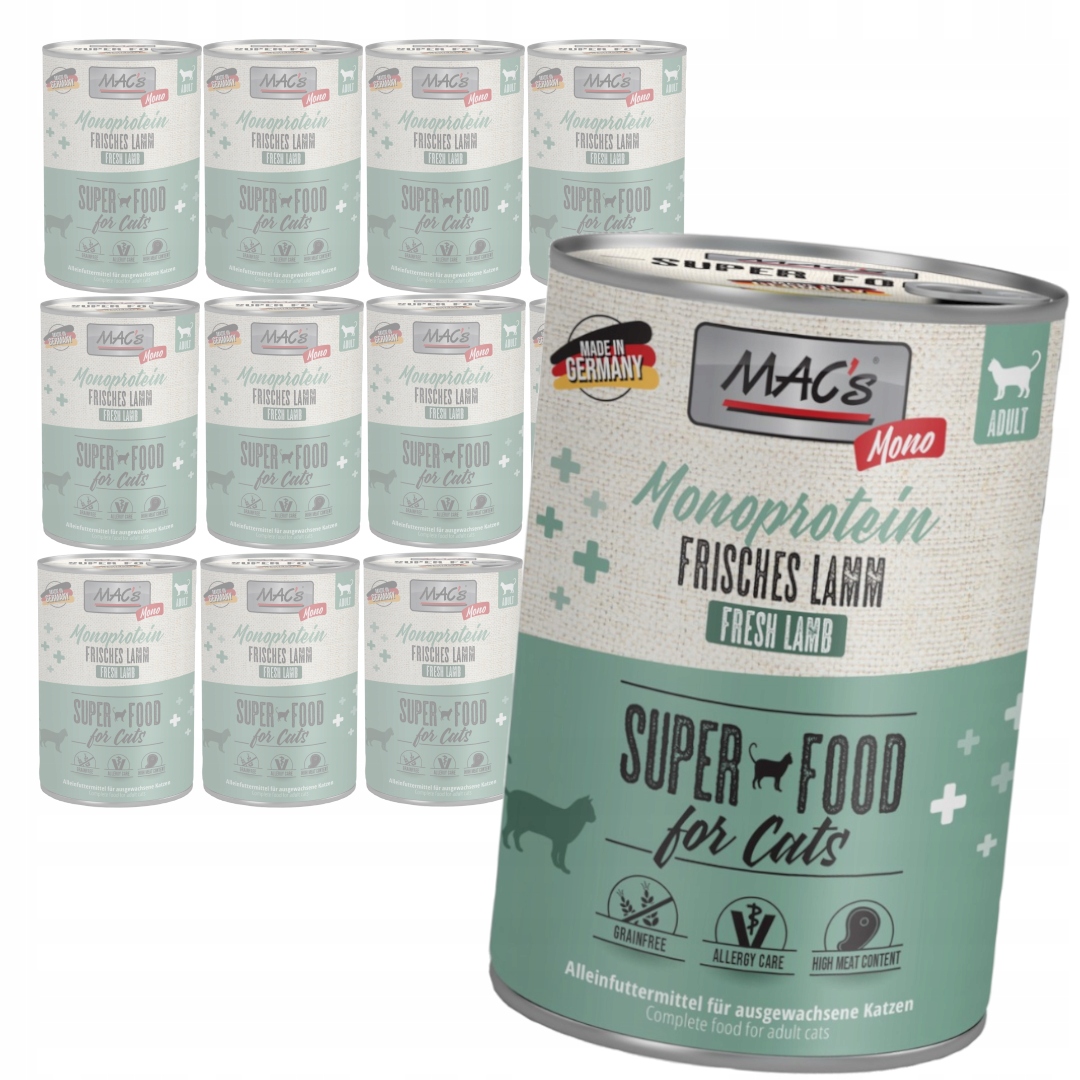 MAC's 12x400g Monoproteinové Mokré Krmivo Pro Kočky Jehněčí maso