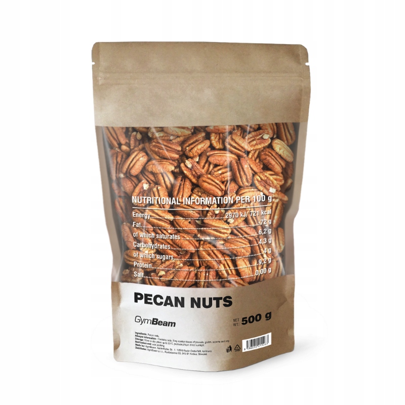 Pekanové Ořechy Přírodní Zdravé Tuky Omega 3 GymBeam 500 g