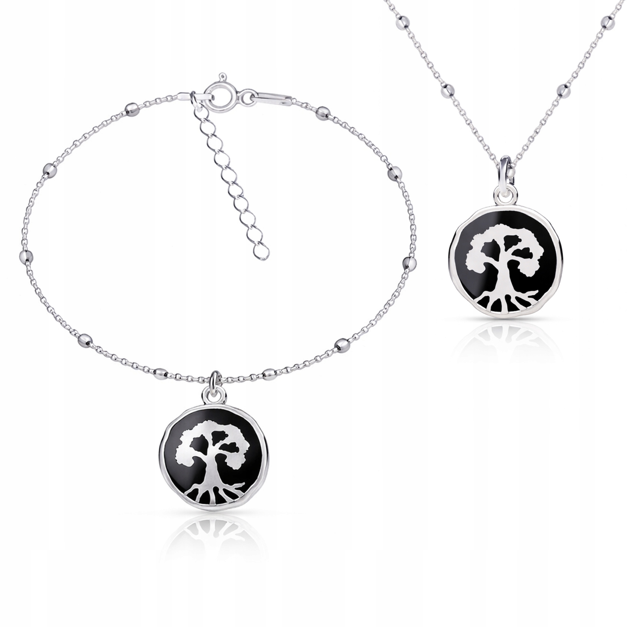 Yggdrasil Dřevo Světa Wiking Stříbrný kuličkový komplet šperků stříbro 925