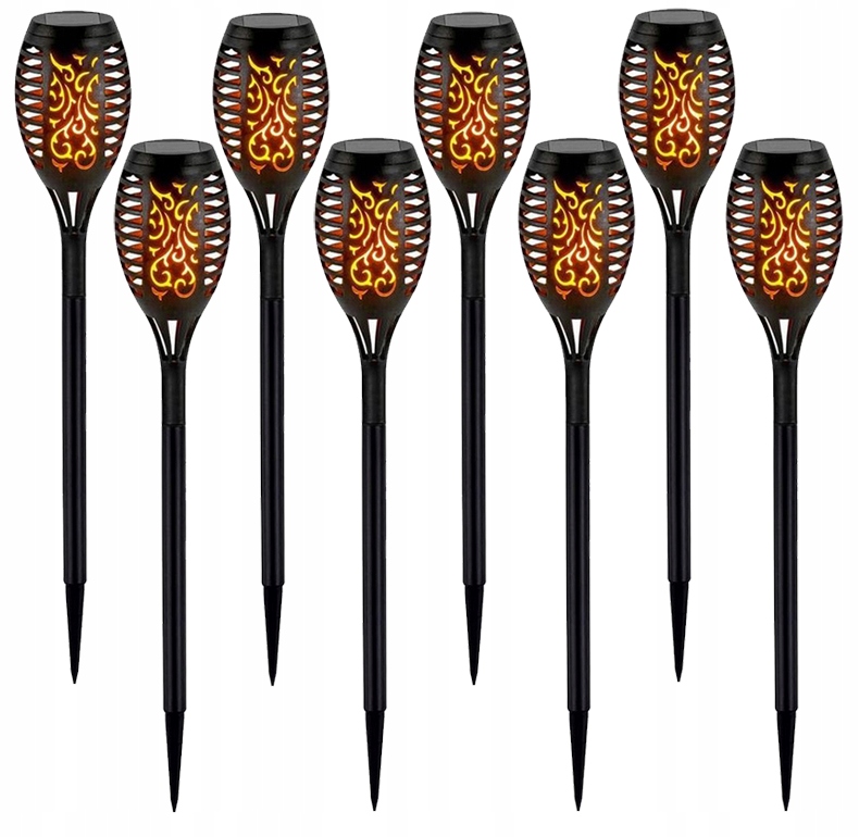 8x Lampa solarna Led Latarnia Pochodnia Wbijana płomień XXL 78cm