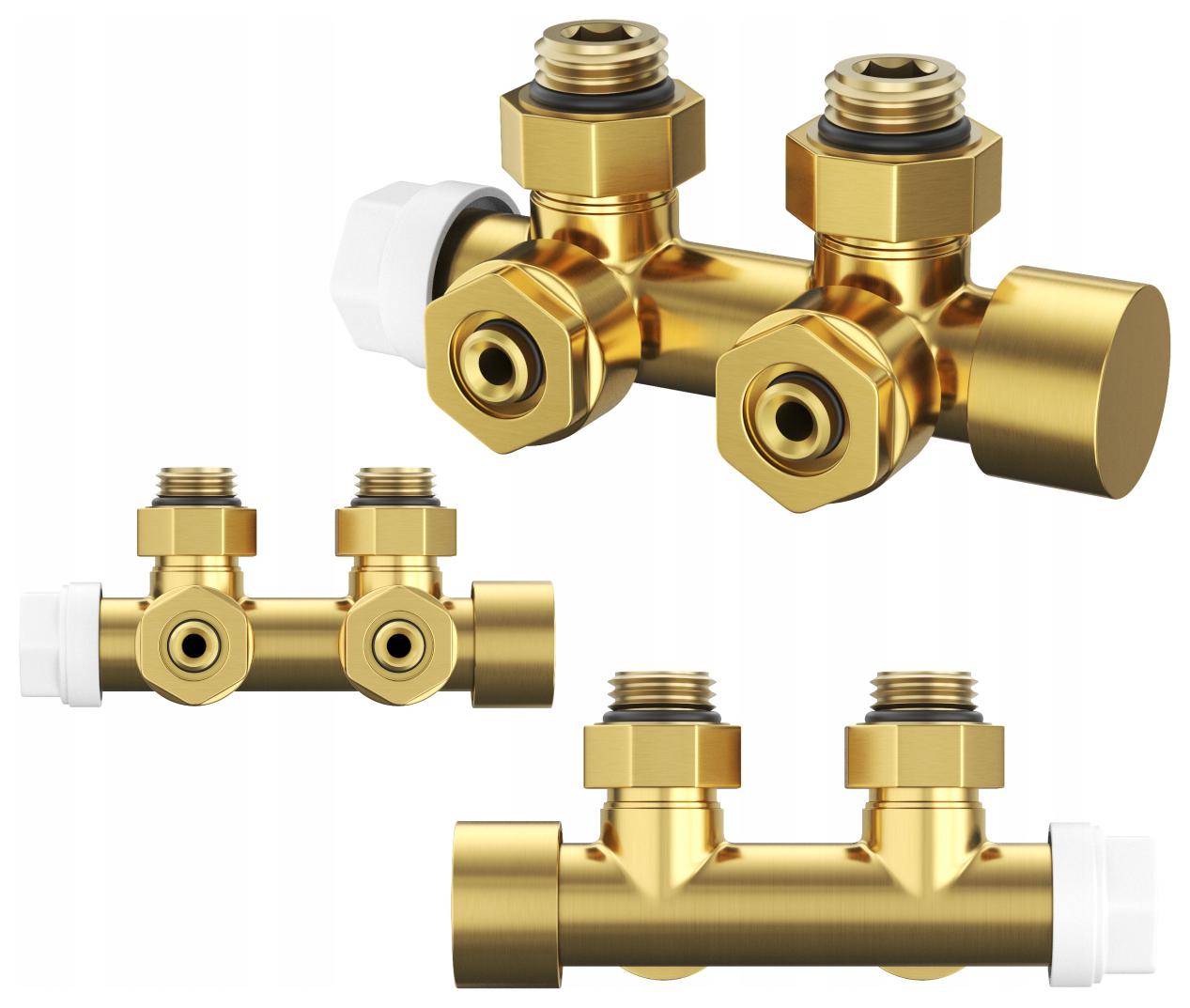 Termostatický ventil pro radiátor Pex komplet mosazný Zlatý