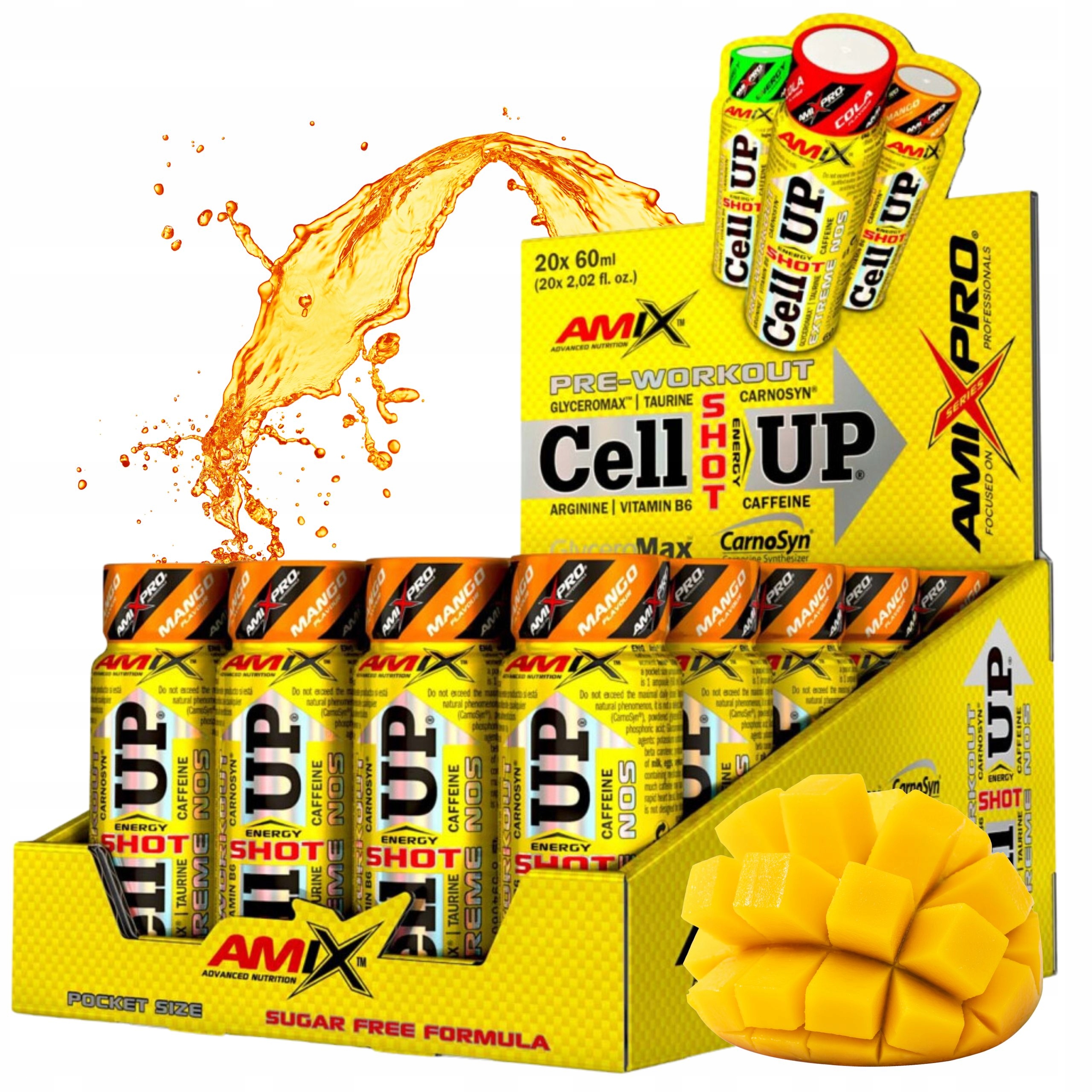 Preworkout Shot Beta Alanin Glycin Taurin Arginin 20 x 60 Ml Mango