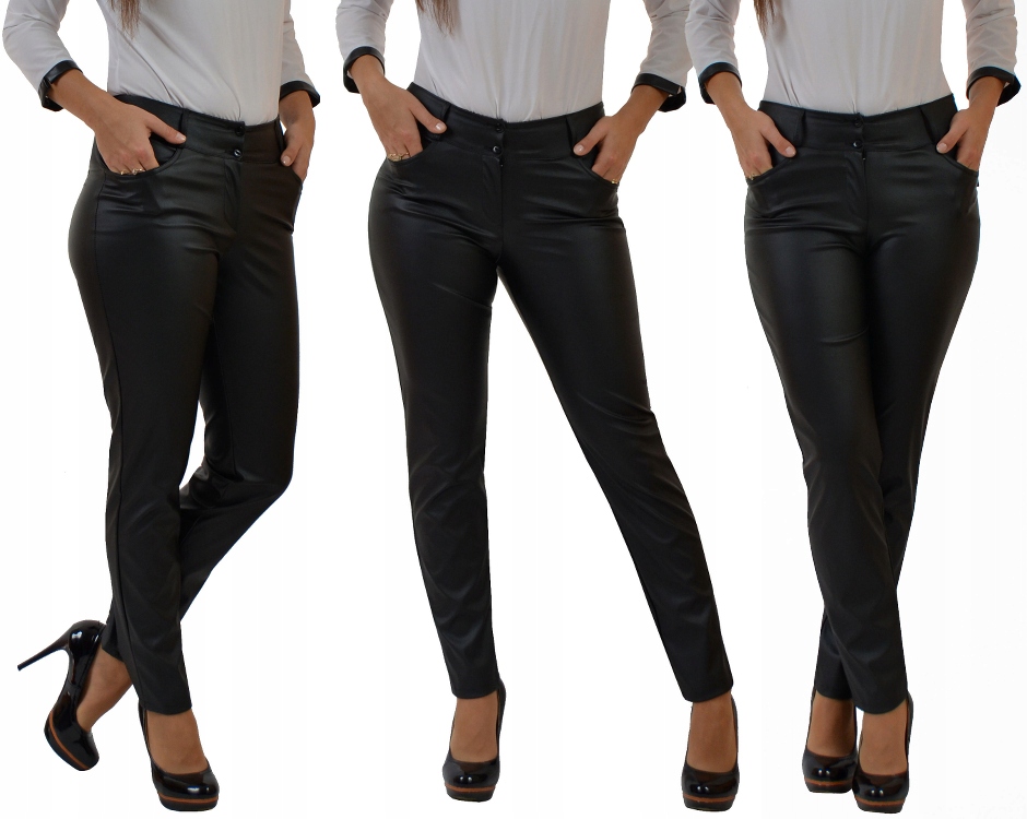 ELEGANCKIE MODNE SPODNIE RURKI SKÓRA Rozm.48 Marka inna