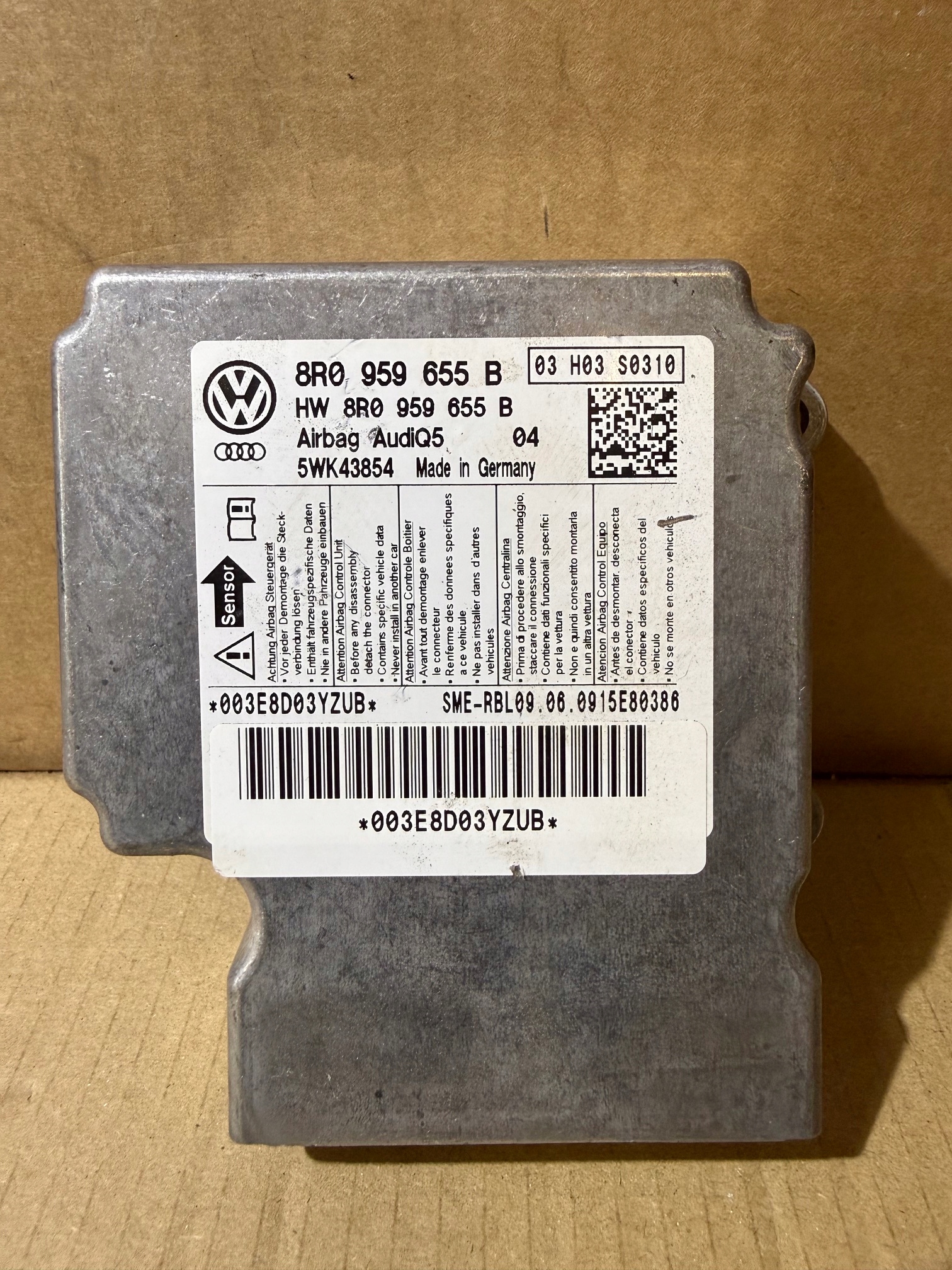 AUDI Q5 8R Module SENSOR Airbag Airbag 8R0959655B