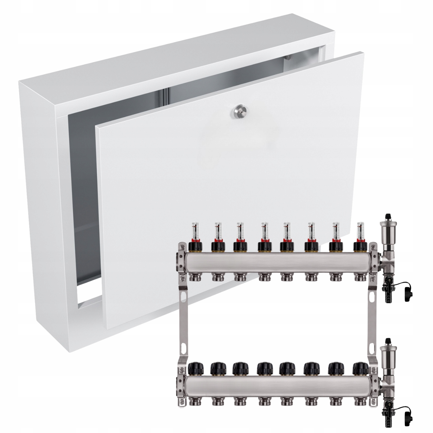 Nerezový Rozdělovač Podlahovky 8+ Nástěnná Skříňka Bílá
