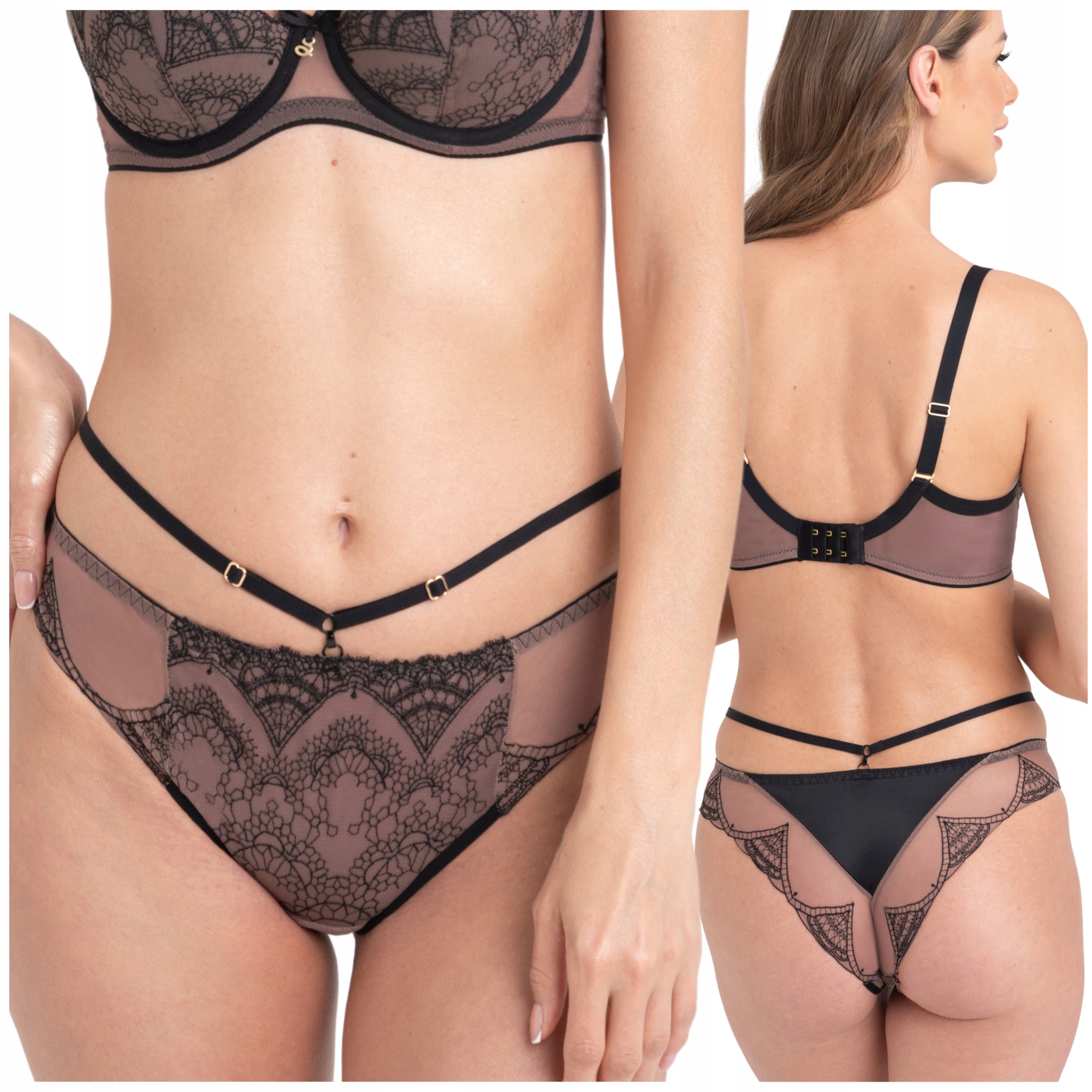 Smyslné kalhotky brazilské kalhotky s vykrojenými proužky Samanta Pepper M300 L