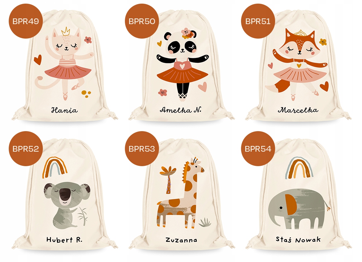 WOREK DO PRZEDSZKOLA SZKOŁY ŻŁOBKA Z IMIENIEM DZIECKA RÓŻNE WZORY Stan opakowania oryginalne