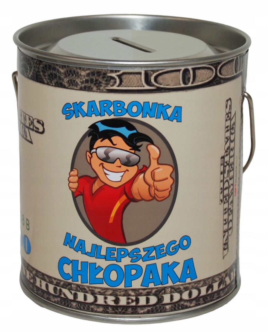 skarbonka PCV z wciskanym wieczkiem i uchwytem dla Najlepszego Chłopaka - kolor niebieski — 10