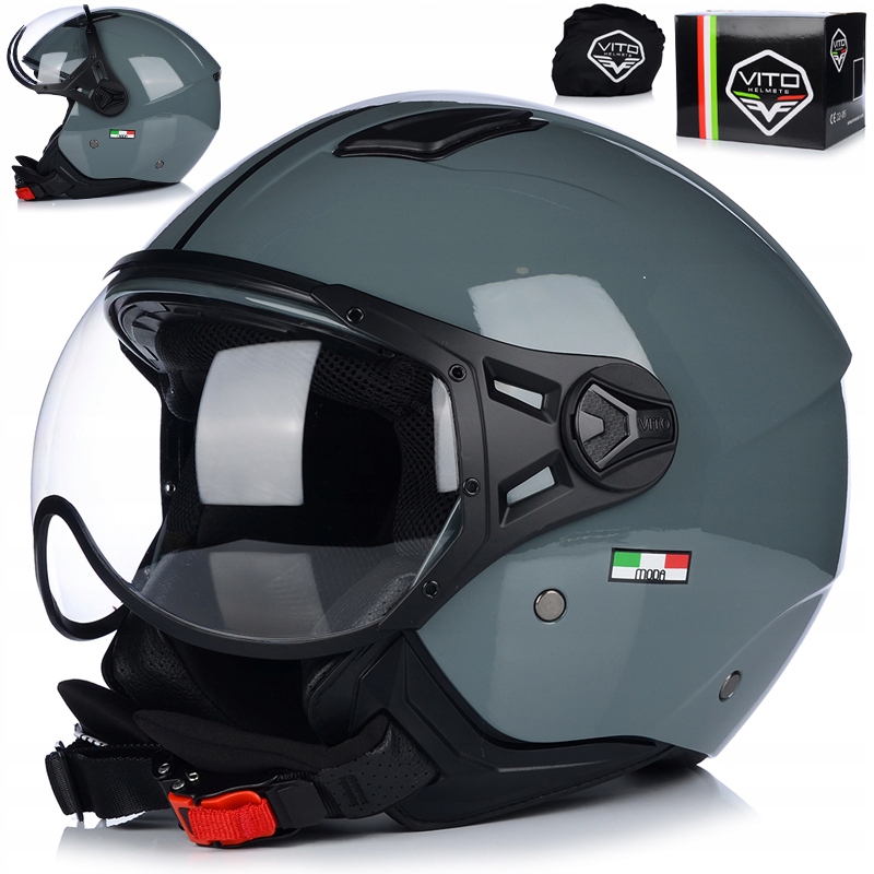 Motocyklová Přilba Otevřená Vito Moda Nardo Grey Skútr Chopper Ece 22.06