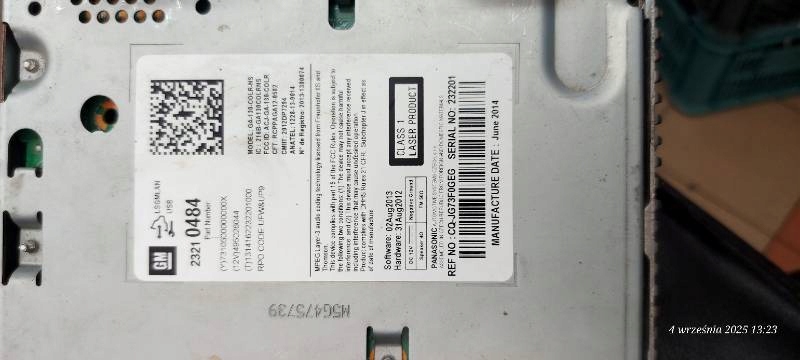 RADIO CD 600 23210484 OPEL ZAFIRA C