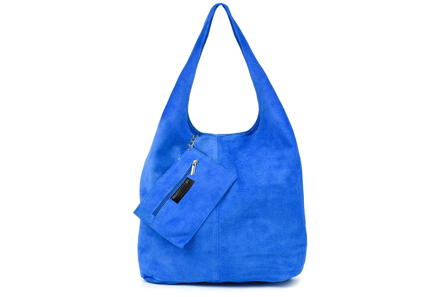 

zamszowa torebka skórzana na ramię z saszetką