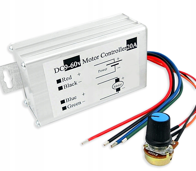 

Regulator Pwm Obrotów Silnika DC 9-60V 20A 12V 24V
