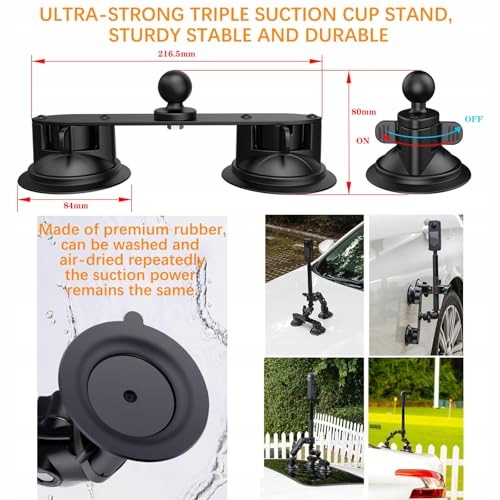 UNSTINCER Car Mount Selfie Stick 118cm for Insta360 Gopro Akaso — miniatura 3
