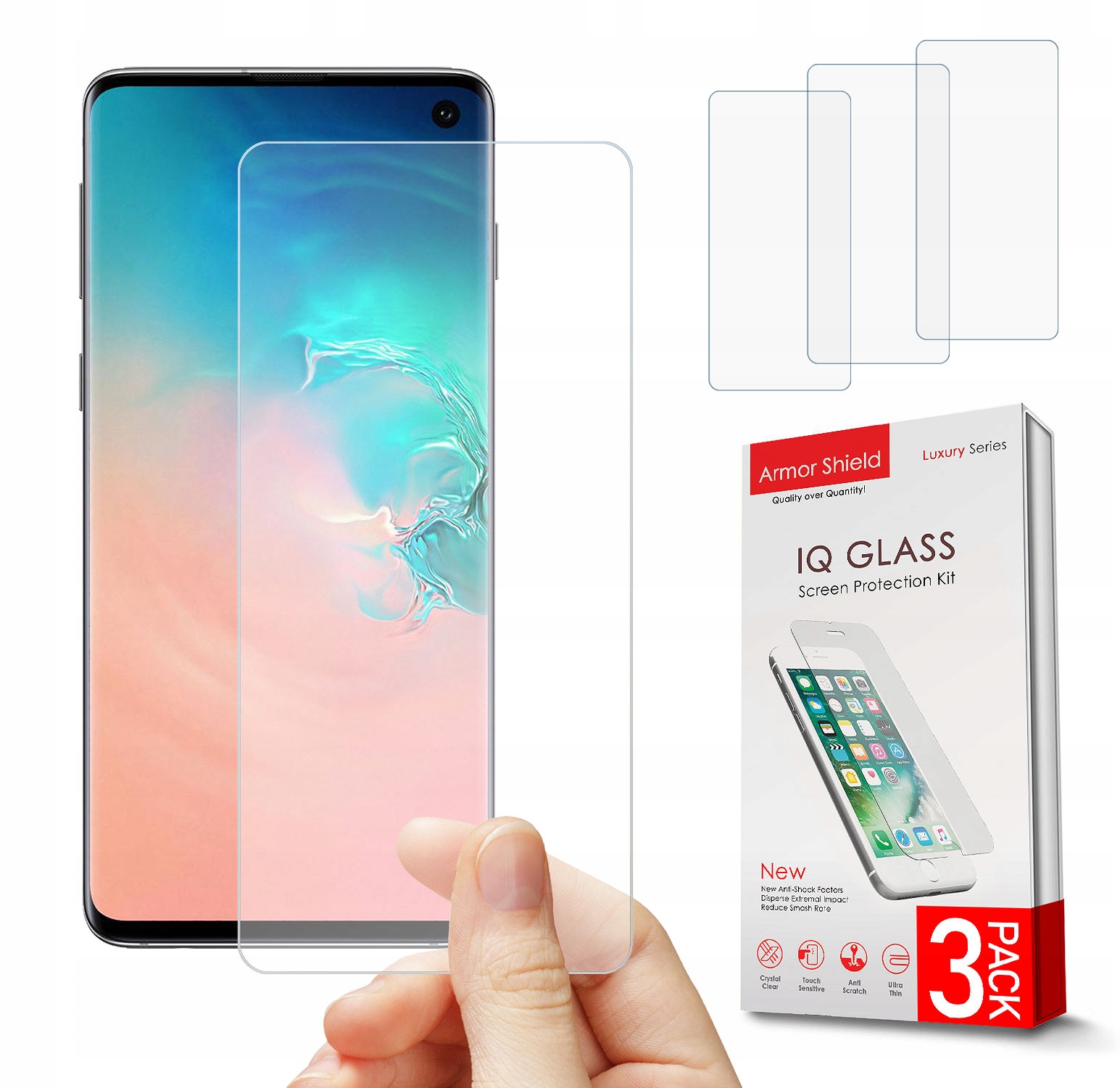3w1 NAJMOCNIEJSZE SZKŁO PANCERNE SZYBKA NA TELEFON SAMSUNG GALAXY S10