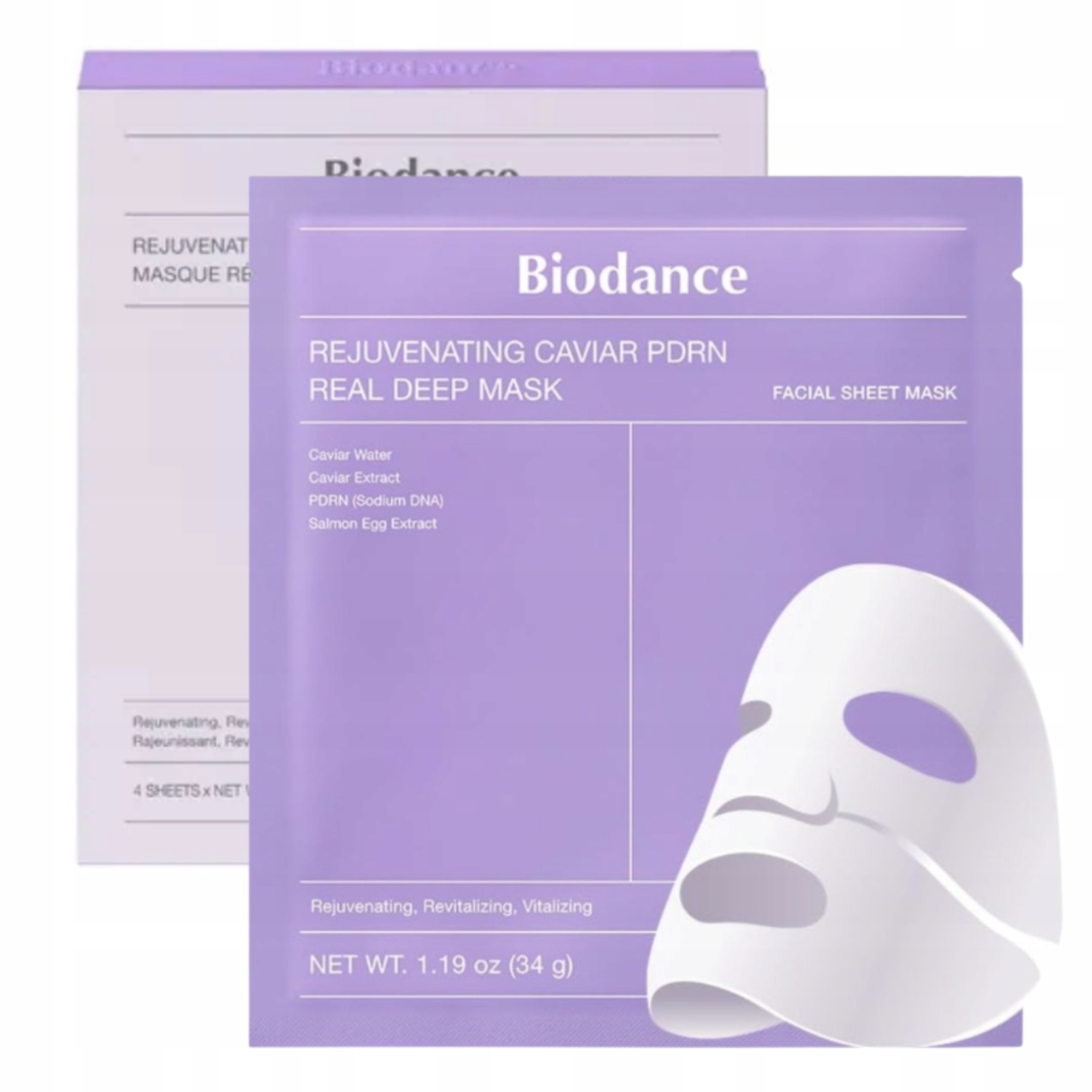 Maski w płachcie regenerujące Biodance Rejuvenating Caviar 4szt Oryginalne