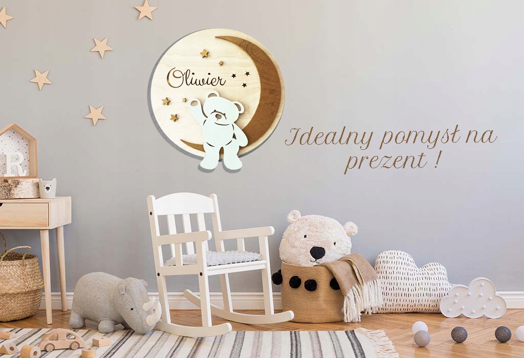 Lampka nocna Miś duża LED prezent dziecko imię Marka inna marka