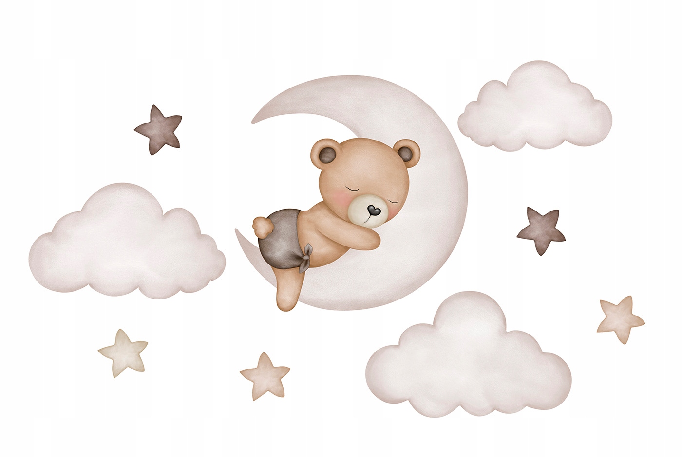 NAKLEJKI ŚCIENNE MIŚ akwarelowy dla dzieci