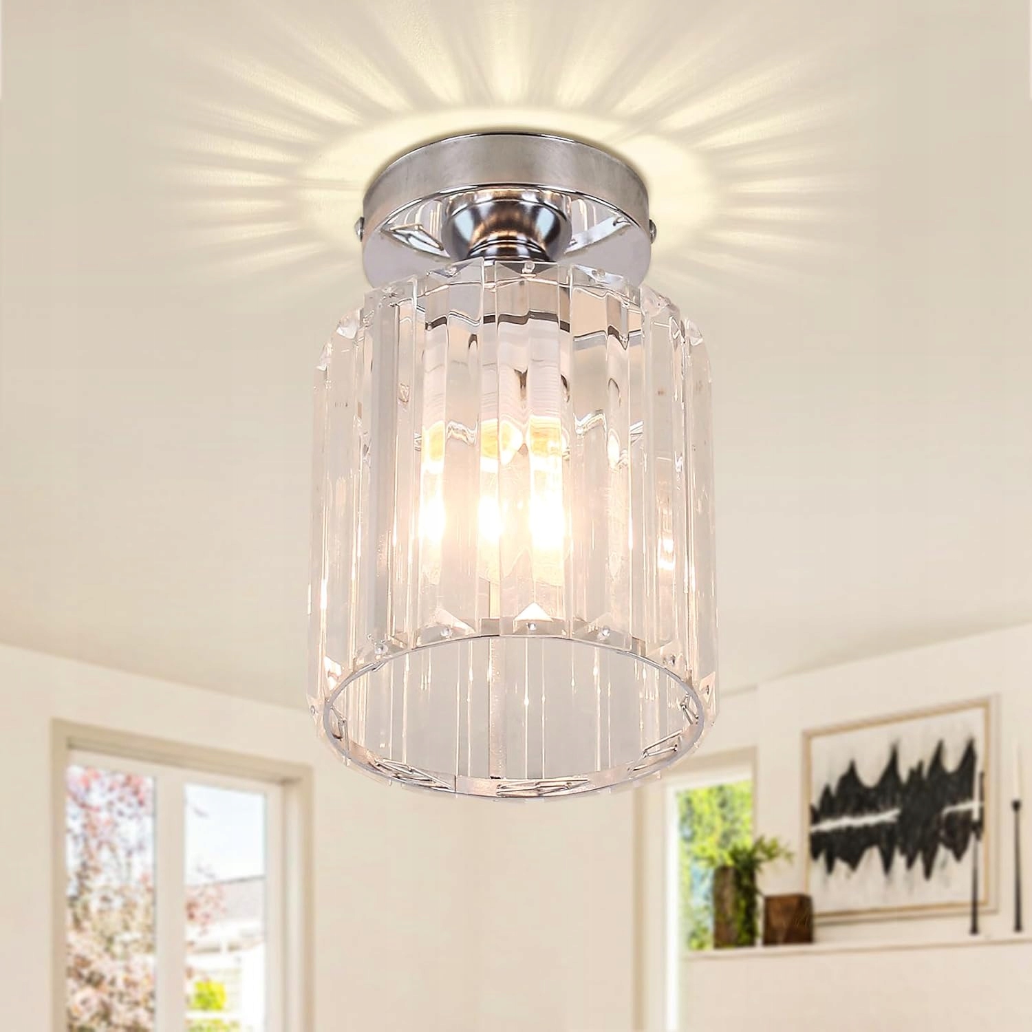 Stropní Svítidlo Křišťálový lustr Glamour Malý Stropní Svítidlo Chrom