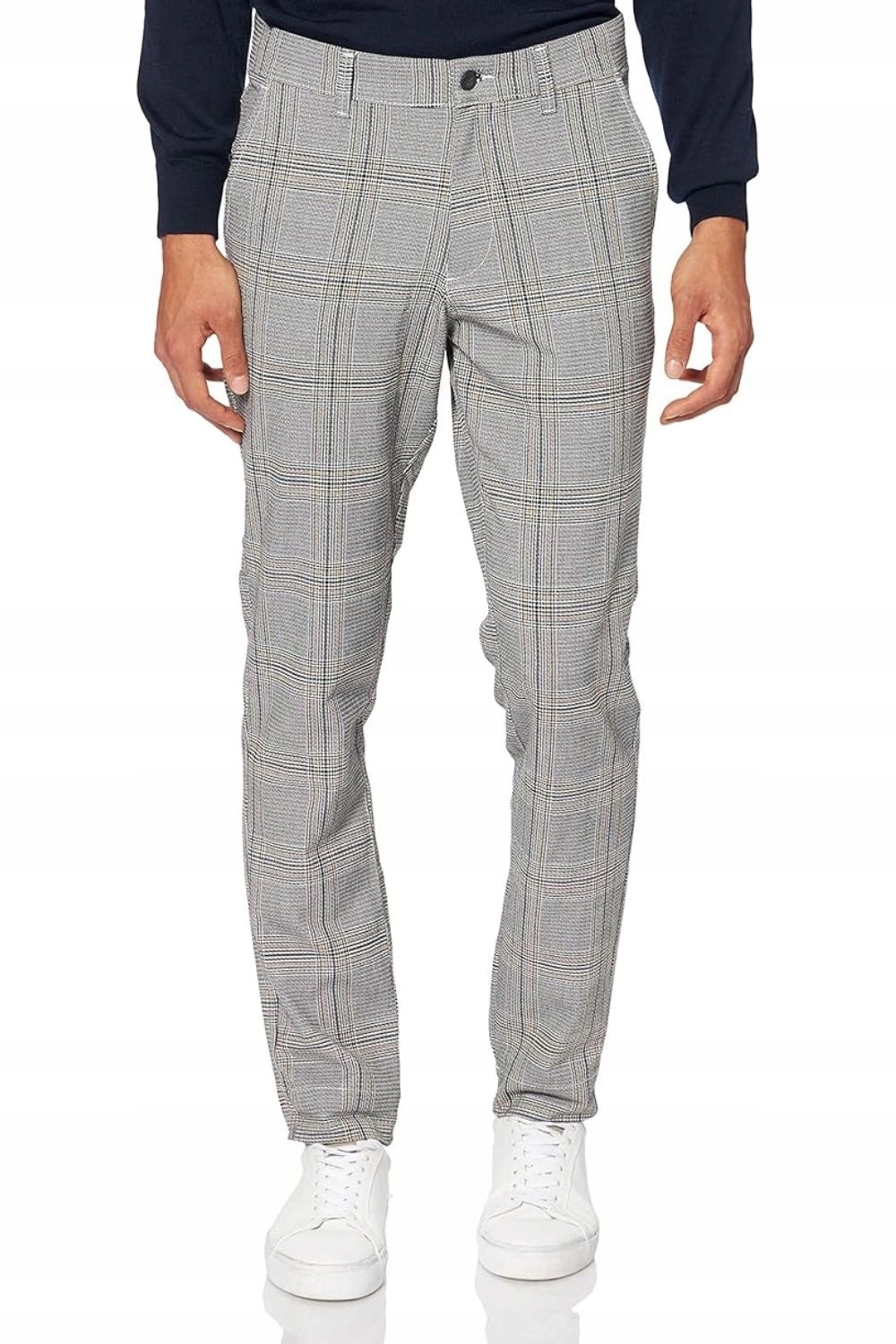 Pánské kalhoty Jack&jones černé kostkované, módní a pohodlné, velikost vel.