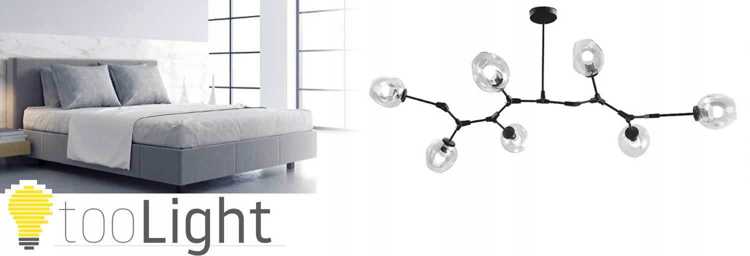 LAMPA WISZĄCA SUFITOWA CZARNA SZKLANE KULE 7 E27 Długość/wysokość 60 cm