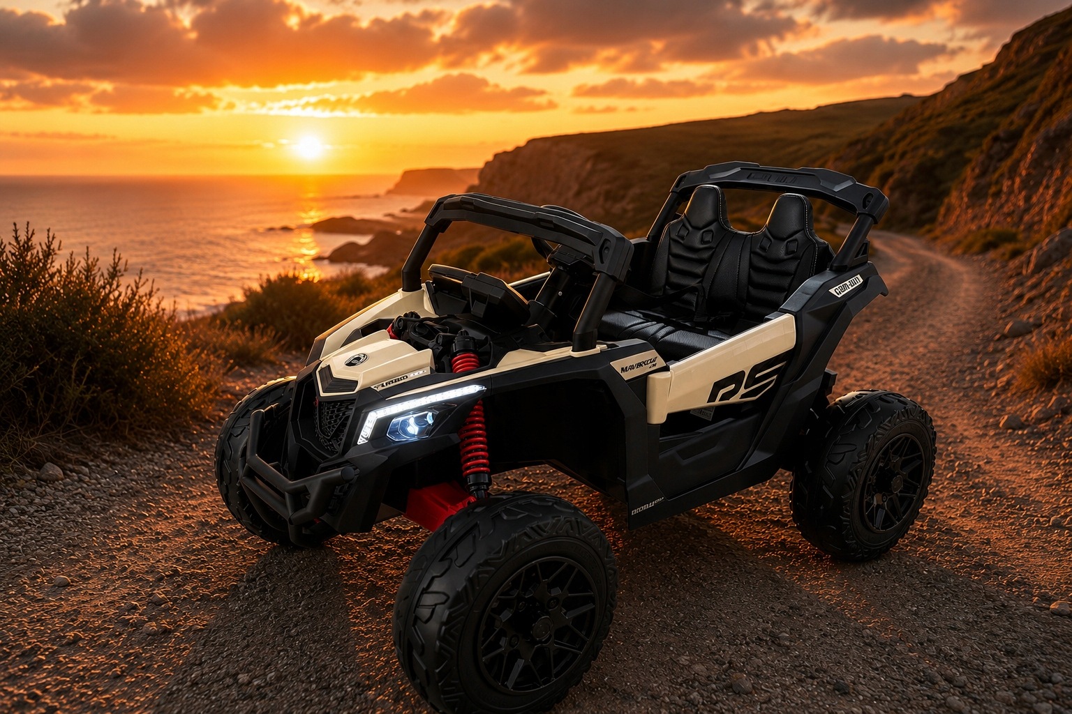 Auto na akumulator pilot skóra EVA 4x4 180W MAVERIK CAN-AN złoty PRAWKO