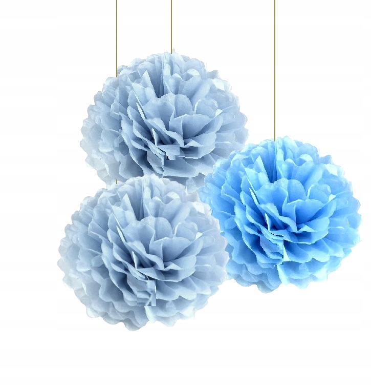 Pompon POMPONY z bibuły KULA 25 cm NIEBIESKIE
