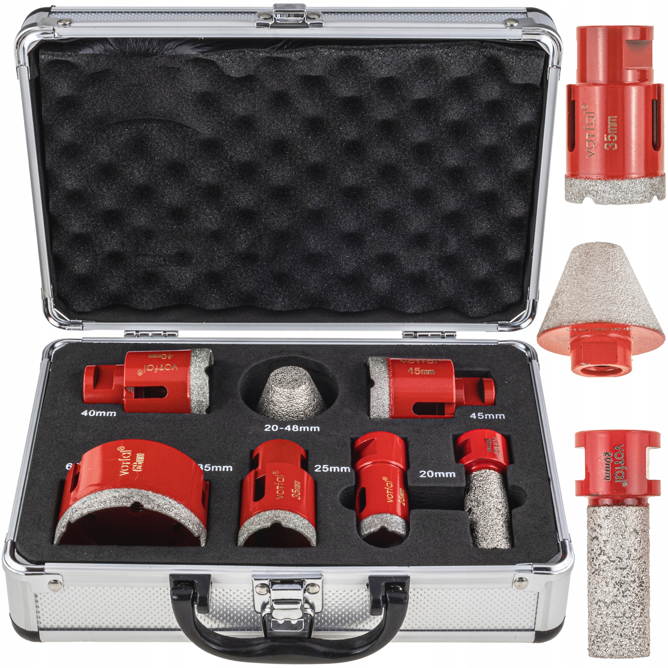 Wiertła Wiertło Diamentowe Otwornice Do Gresu 20-68MM Otwornic Walizka 7EL