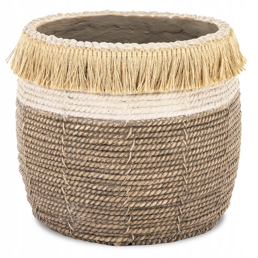 Obal Na Kvetináč Bronzová Béžová 26x28 cm Pletená Zdobená Boho 25 30