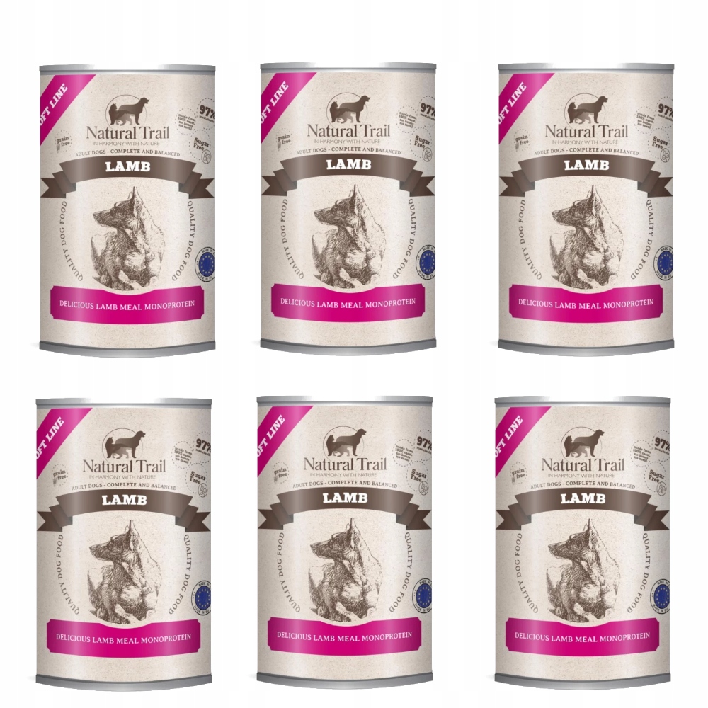 Vlhké krmivo pro psy Natural Trail Dog Soft Line Monoprotein Lamb 6x400 g