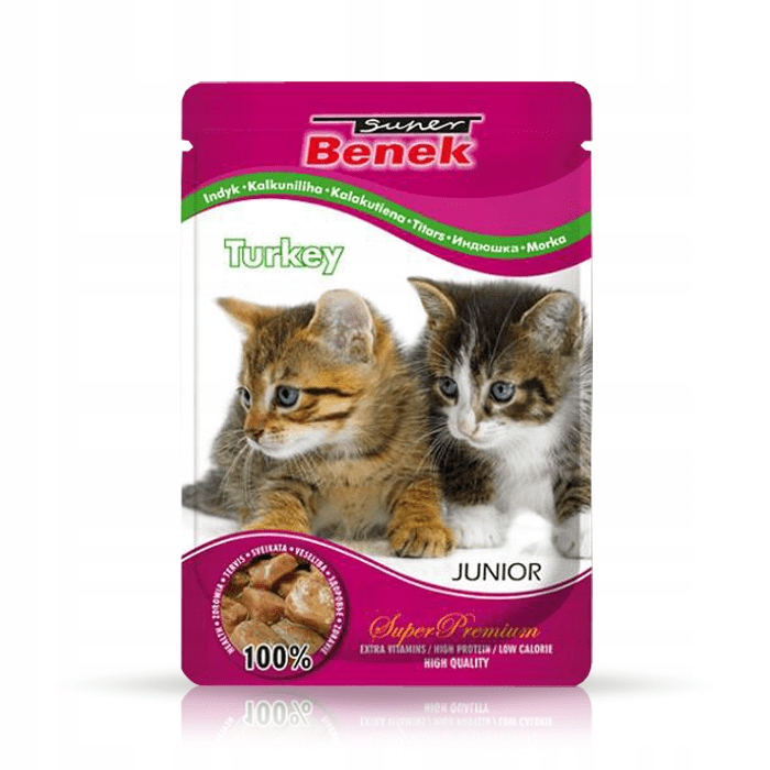 Levně 17X Benek Junior Krmivo Vlhké Kočka Kousky Krůty 100 g