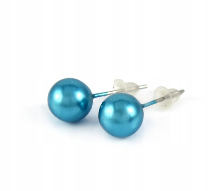 

Kolczyki Kulki Turkusowe Perłowe 6 MM