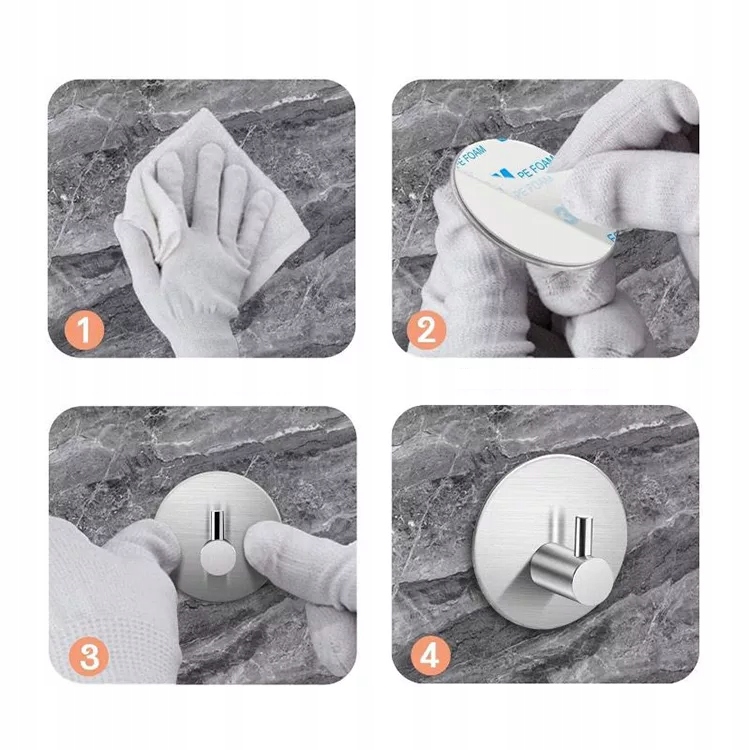 UCHWYT WIESZAK NA RĘCZNIK ŚCIERECZKĘ BEZ WIERCENIA TAŚMA SREBRNY 4 SZTUK Marka inna