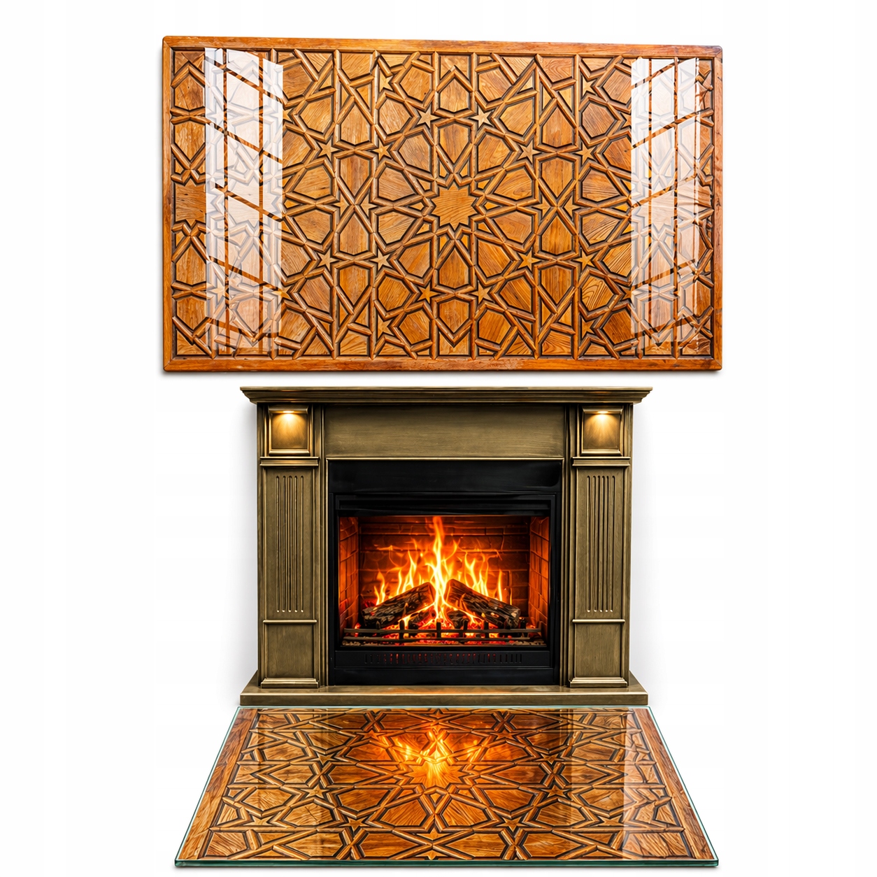 Tvrzené Sklo Podložka Krb Koza Rozměr 50x52 cm s Grafikou Mozaika