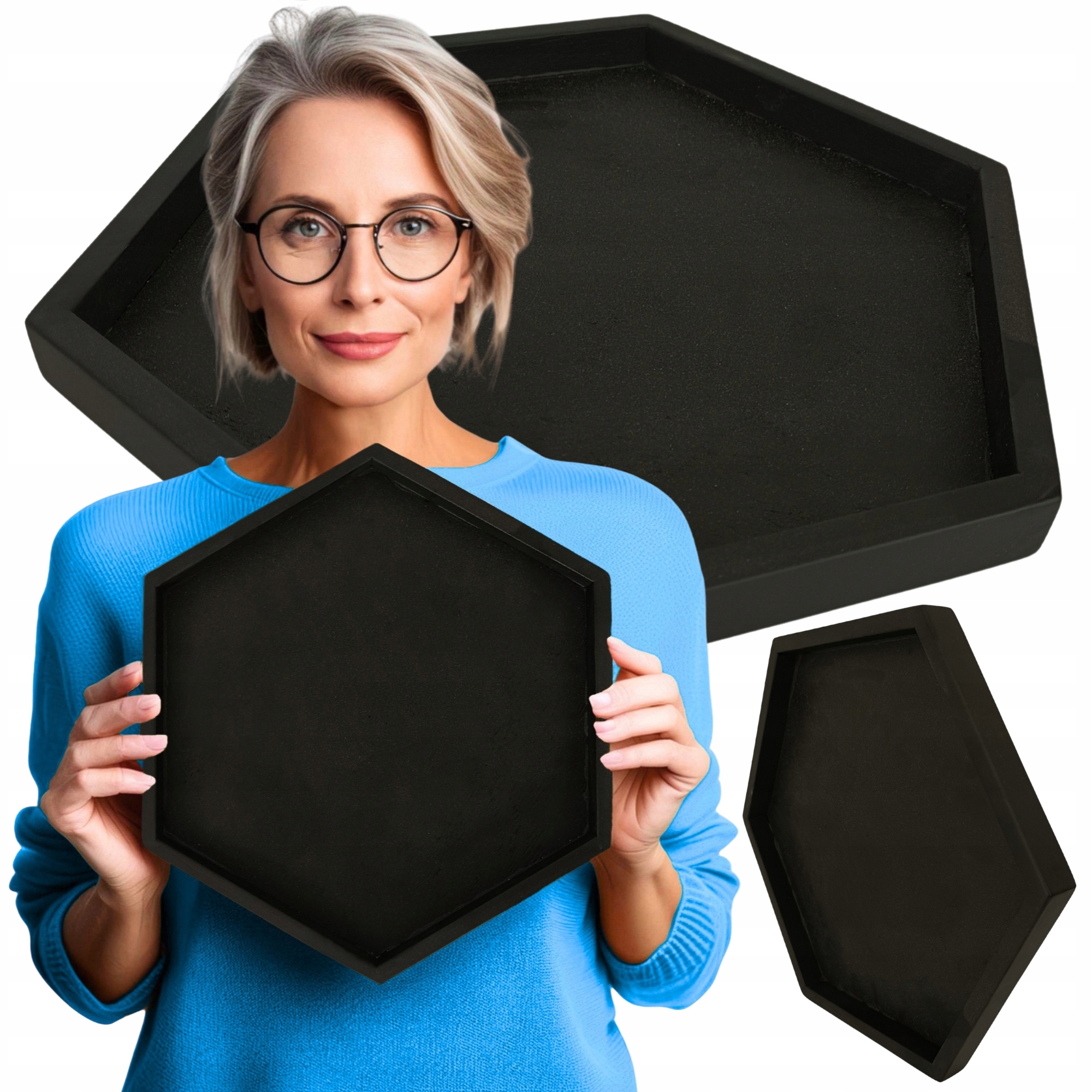 Dřevěný rám Černý Hexagon základna pod Mech chrobotek přírodní dekorace