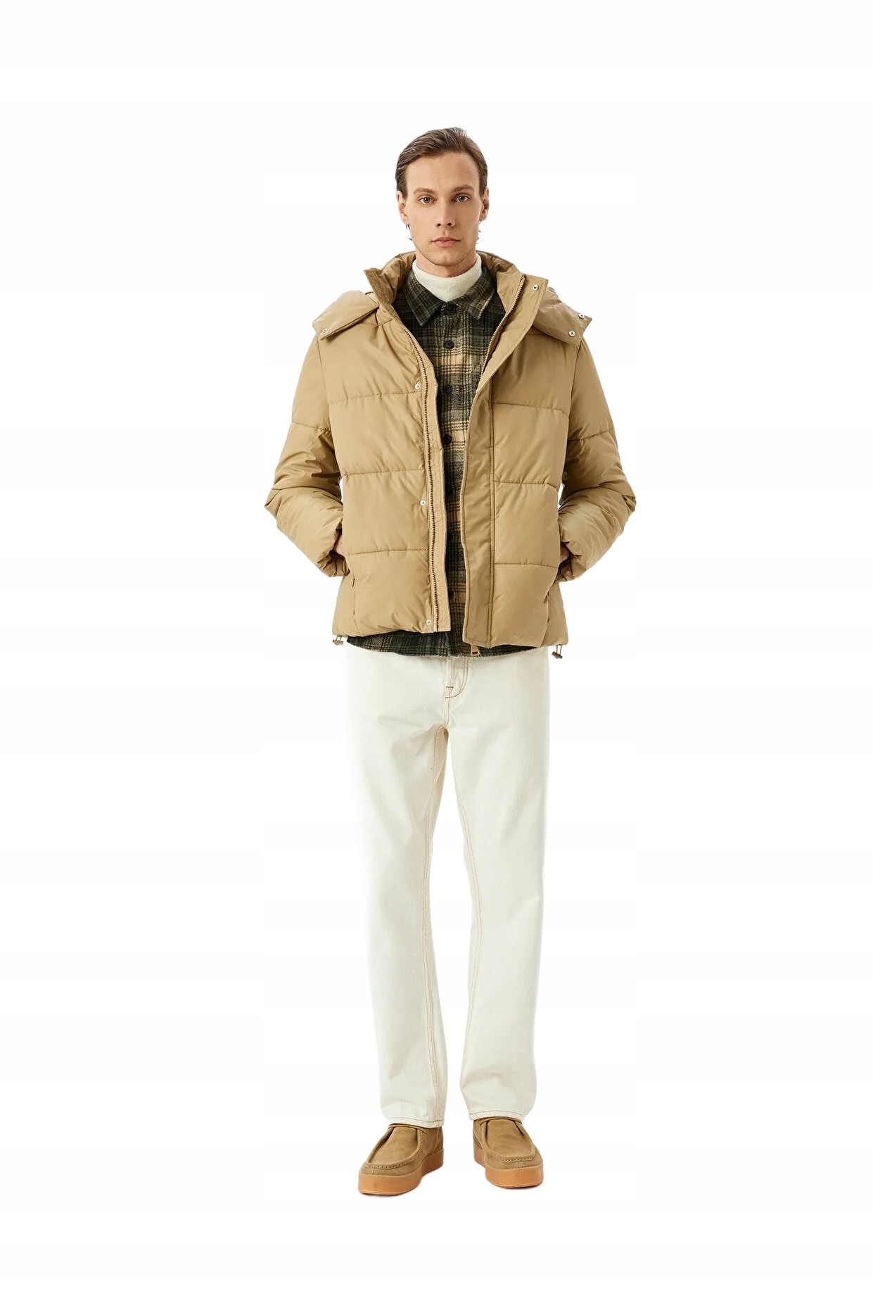 Koton Pánská Prošívaná Bunda S Kapucí Béžová K Bokům S 5DA